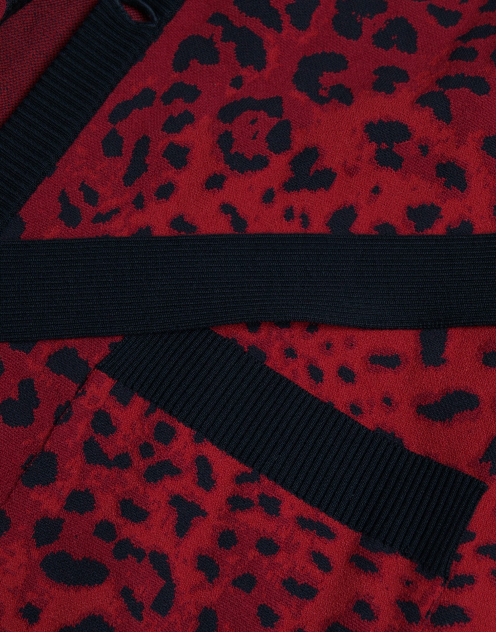 Dolce & Gabbana Red Leopard Wool Robe Belted Cardigan Sweater - DEA STILOSA MILANO