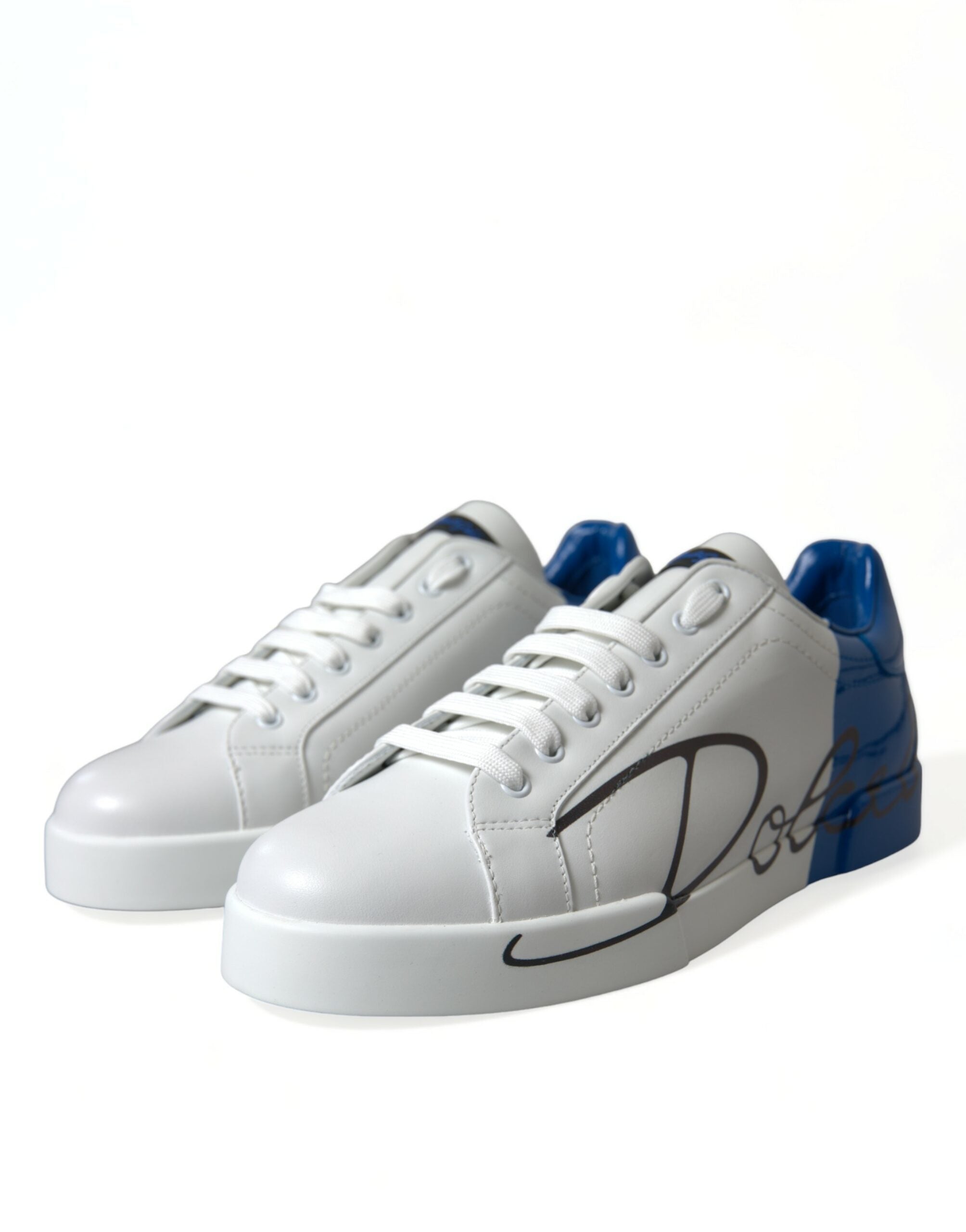 Dolce & Gabbana Elegant White and Blue Low-Top Sneakers - DEA STILOSA MILANO