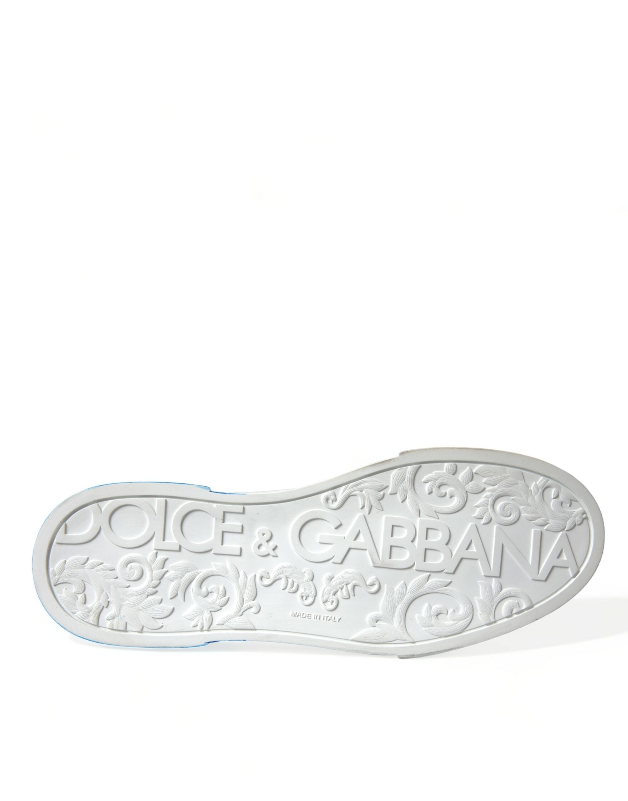 Dolce & Gabbana Elegant White and Blue Low-Top Sneakers - DEA STILOSA MILANO