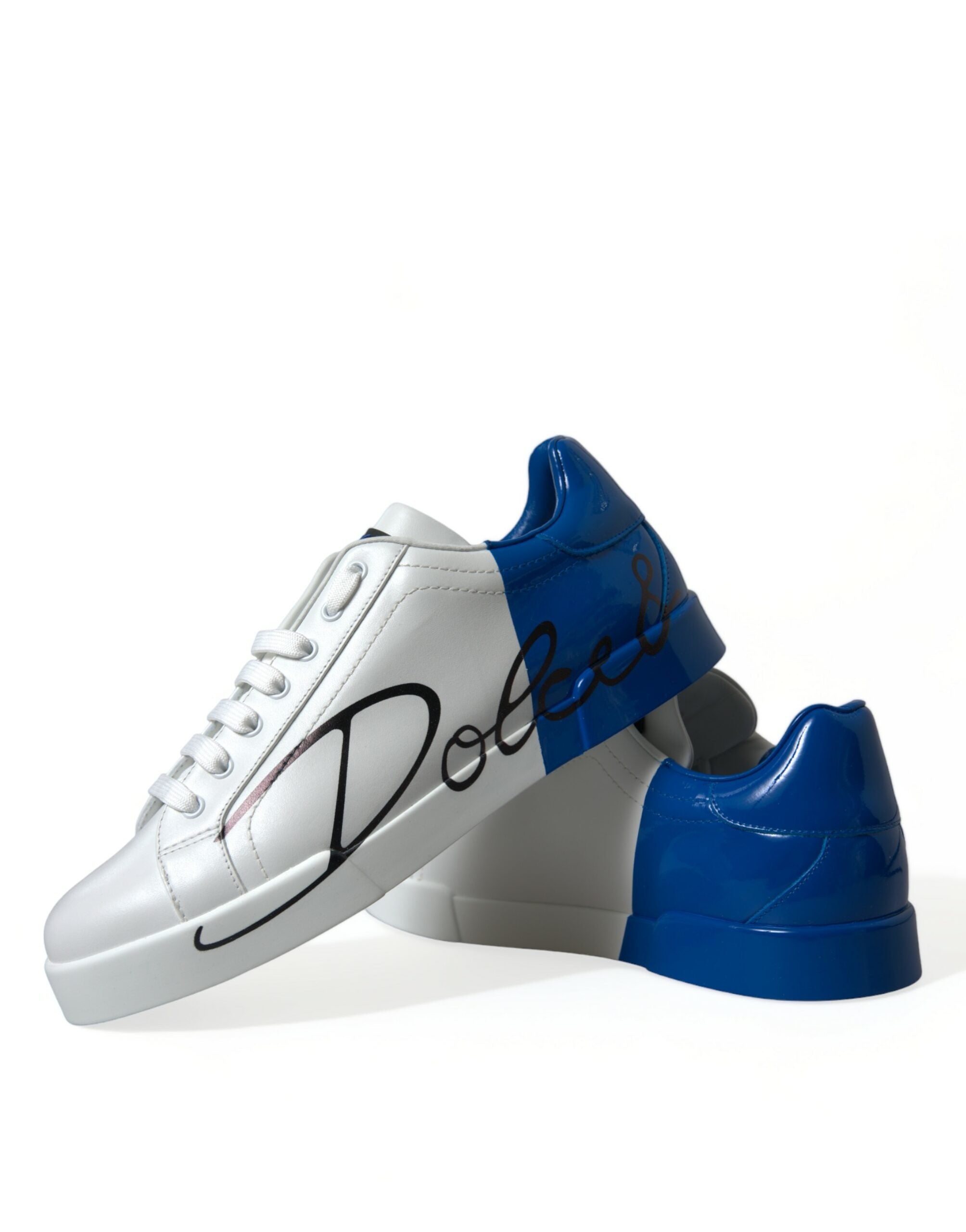Dolce & Gabbana Elegant White and Blue Low-Top Sneakers - DEA STILOSA MILANO