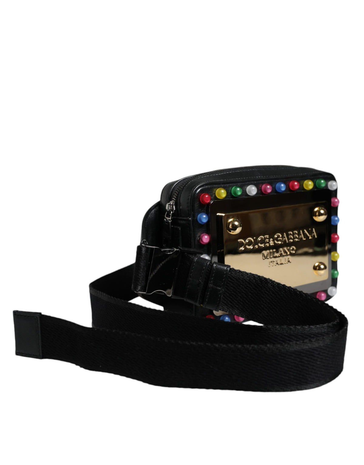Elevate your style with the Dolce & Gabbana Black Leather LED Logo Belt Fanny Pack, a luxurious blend of Italian craftsmanship and timeless elegance, perfect for any occasion.