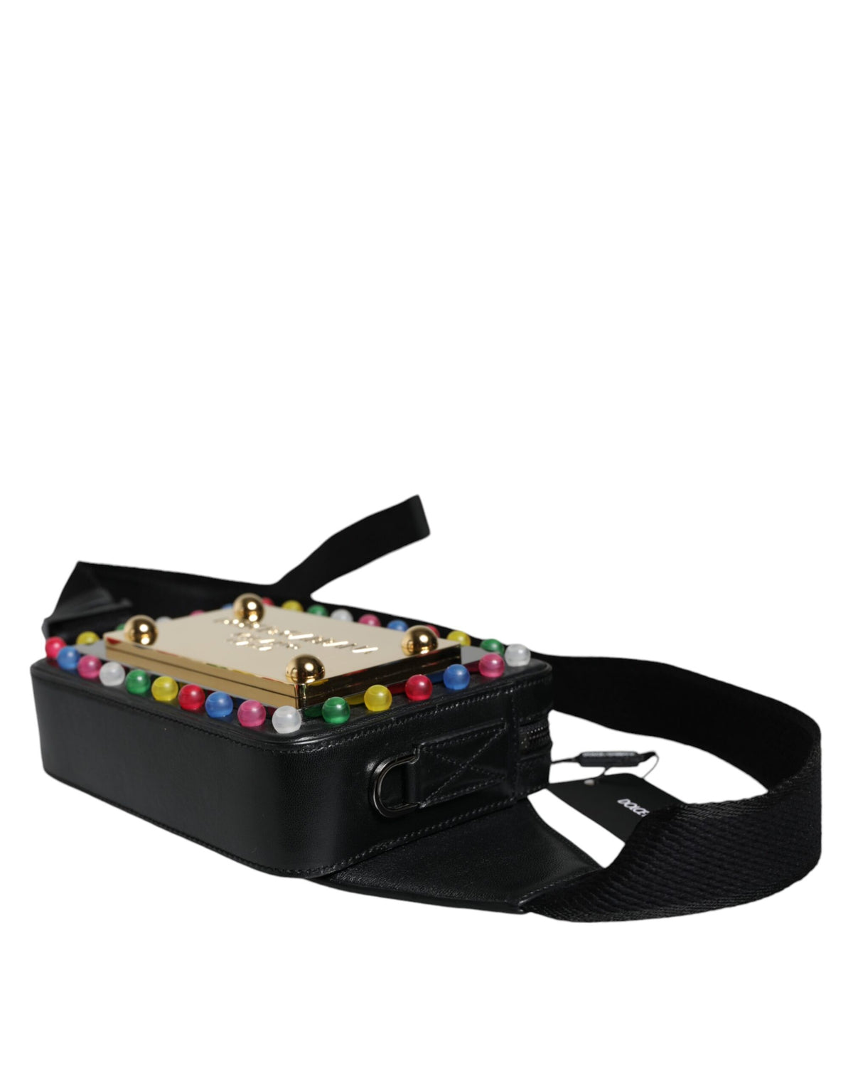 Elevate your style with the Dolce & Gabbana Black Leather LED Logo Belt Fanny Pack, a luxurious blend of Italian craftsmanship and modern elegance, perfect for any occasion.