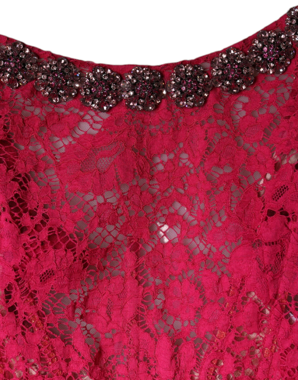 Experience the allure of the Dolce & Gabbana Pink Lace Crystal Sheath Long Gown, a masterpiece of Italian craftsmanship that embodies luxury and sophistication for every celebration.