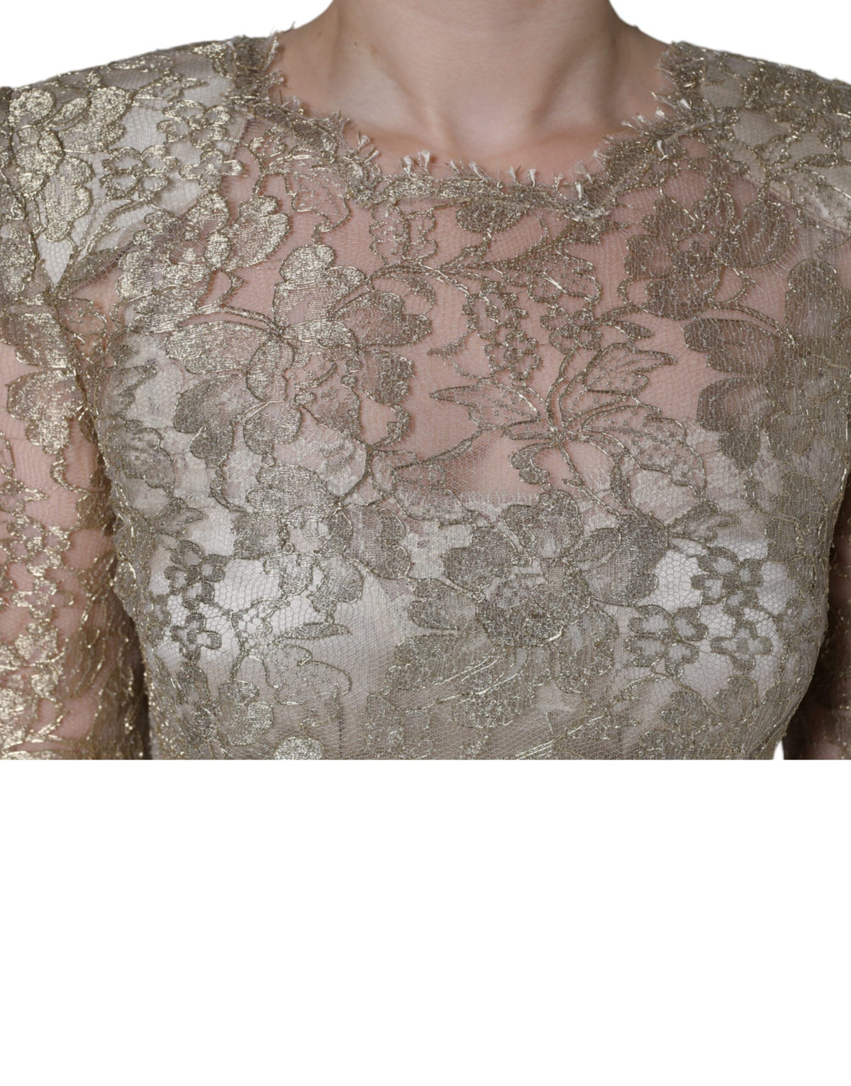 Indulge in the exquisite allure of the Dolce & Gabbana Gold Floral Lace A-line Sheath Mini Dress, a limited edition masterpiece crafted for timeless elegance and sophisticated charm.