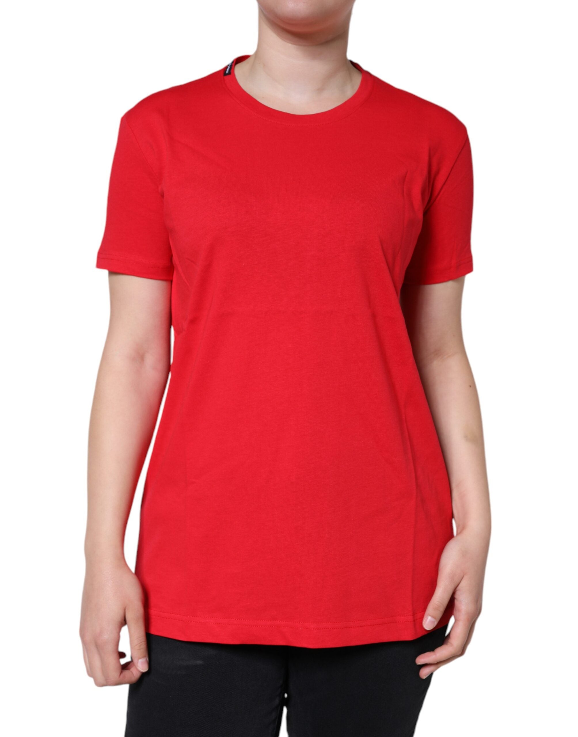 Dolce & Gabbana Red Cotton Crew Neck T-shirt - Luxurious Elegance