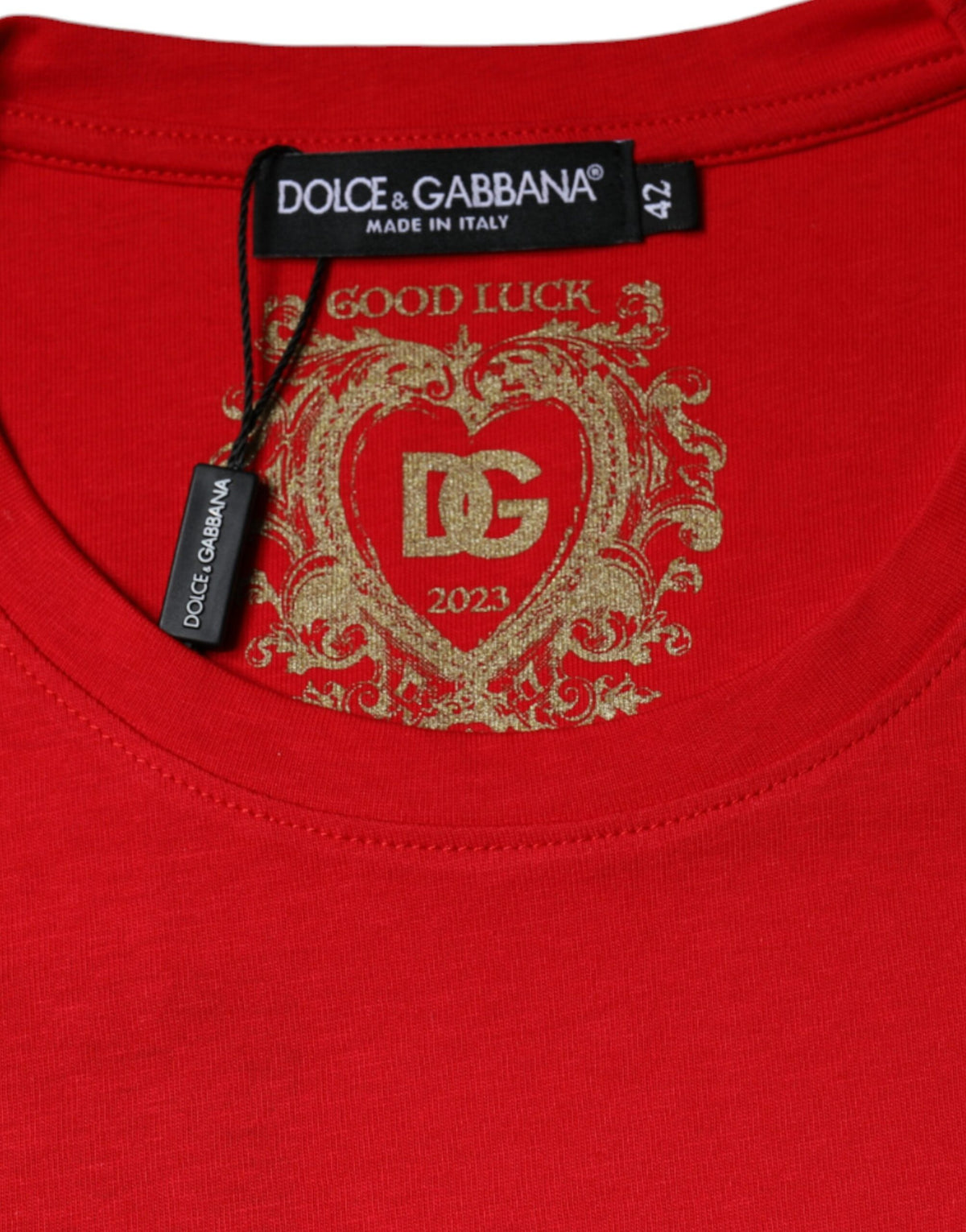 Dolce & Gabbana Red Cotton Crew Neck T-shirt - Luxurious Elegance