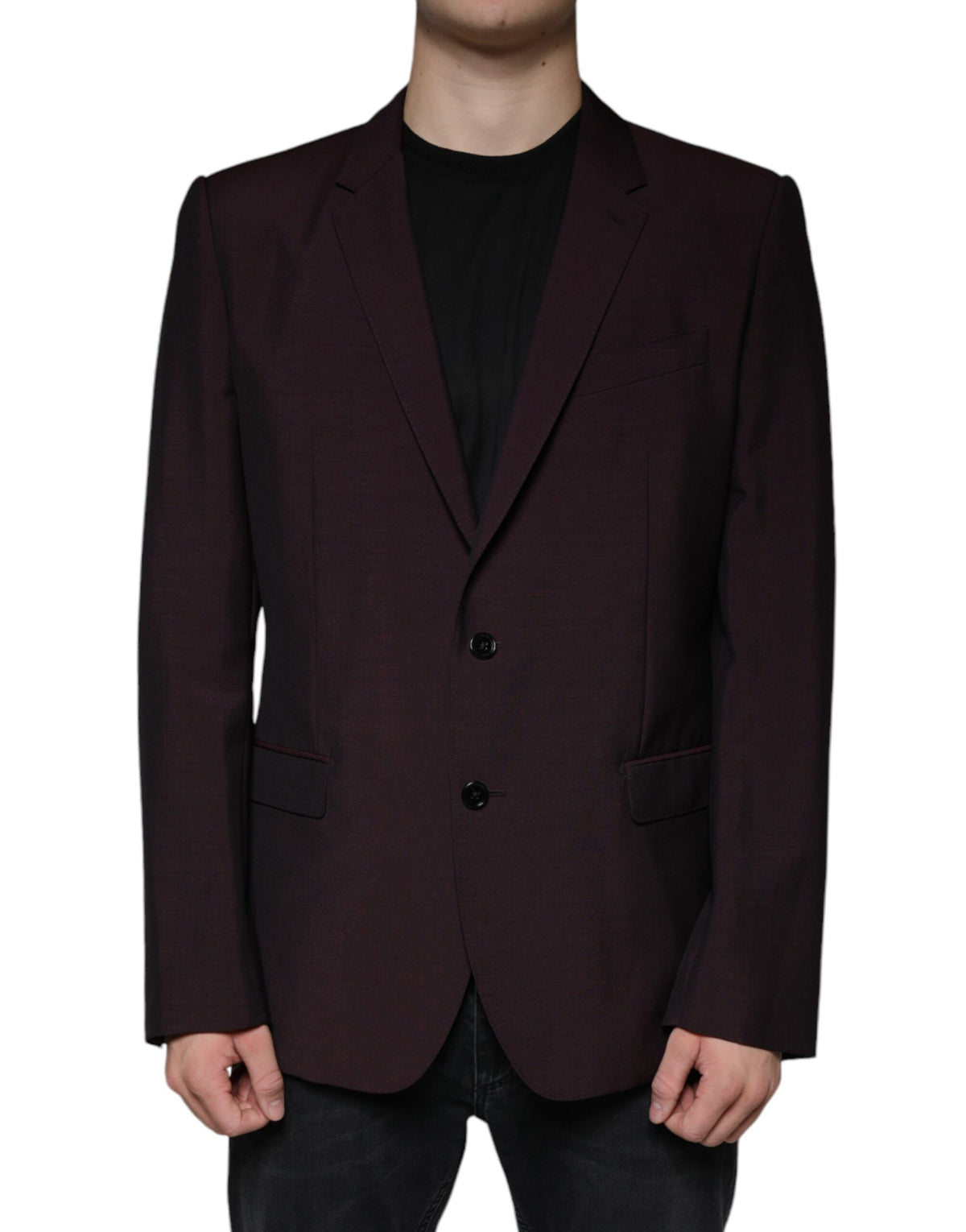 Elevate your wardrobe with the Dolce & Gabbana Bordeaux Wool Single Breasted Dress Blazer, a testament to Italian craftsmanship and timeless elegance, perfect for any occasion.