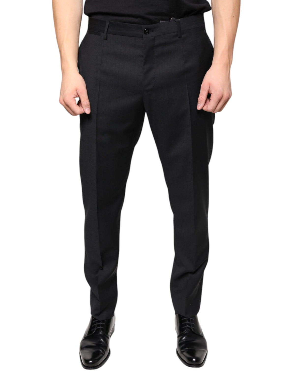 Dolce & Gabbana Black Wool Skinny Dress Pants, Timeless Elegance