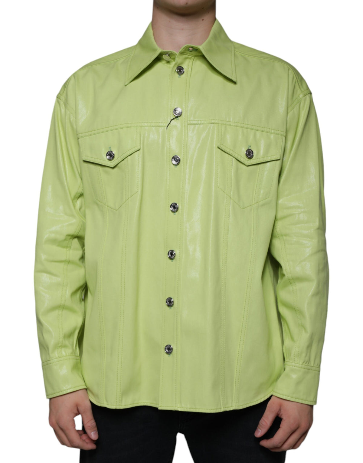 Experience the exquisite Dolce & Gabbana Green Cotton Collared Men Button Down Shirt, a testament to Italian craftsmanship and timeless elegance, perfect for any sophisticated occasion.