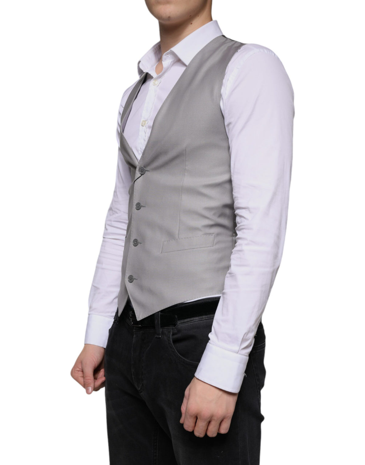 Dolce & Gabbana Light Gray Wool Formal Dress Waistcoat Vest Couture
