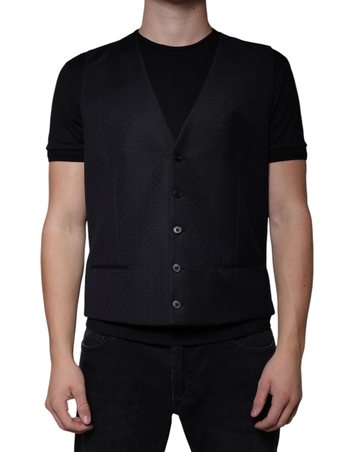 Indulge in the exquisite Dolce & Gabbana Black Wool Waistcoat Dress Formal Vest, a symbol of Italian craftsmanship that elevates your elegance and confidence.