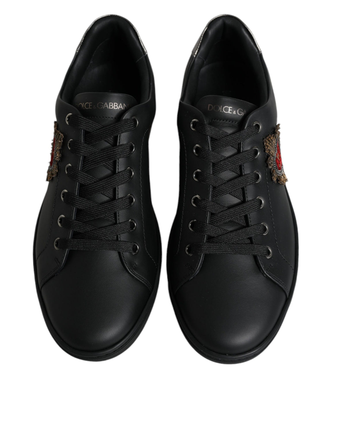 Dolce & Gabbana Black London Sacred Heart Sneakers - Artisanal Luxury