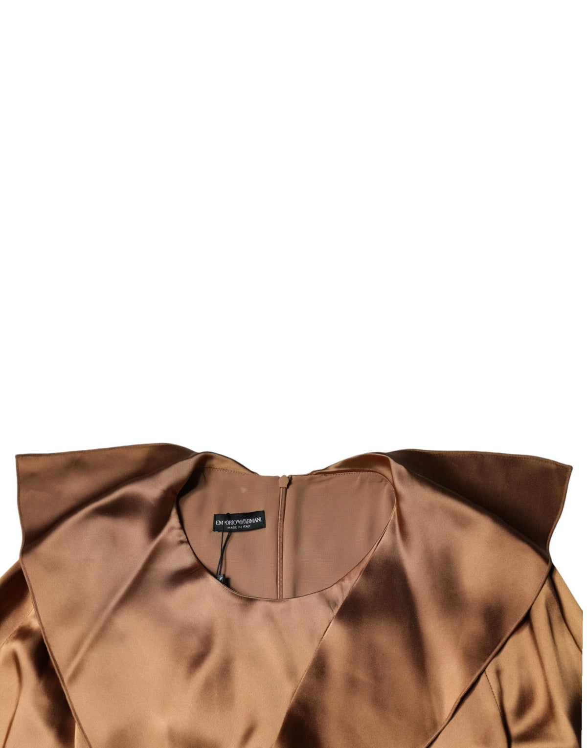 Emporio Armani Brown Satin Long Sleeve Mini Dress Couture