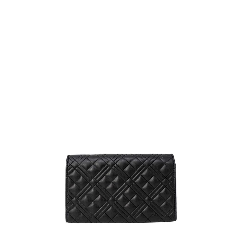 Indulge in the Love Moschino Black Polyethylene Handbag, a chic quilted masterpiece of 100% polyurethane, perfect for elevating any ensemble with timeless elegance.