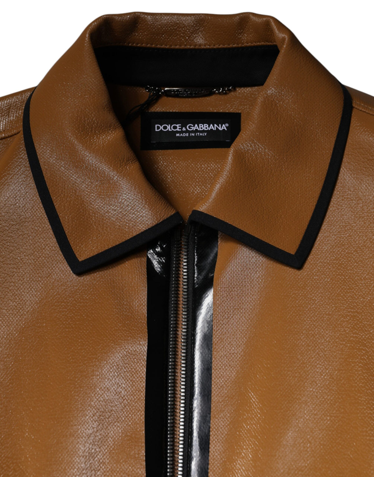 Dolce & Gabbana Brown Leather Bomber Jacket - Timeless Luxury