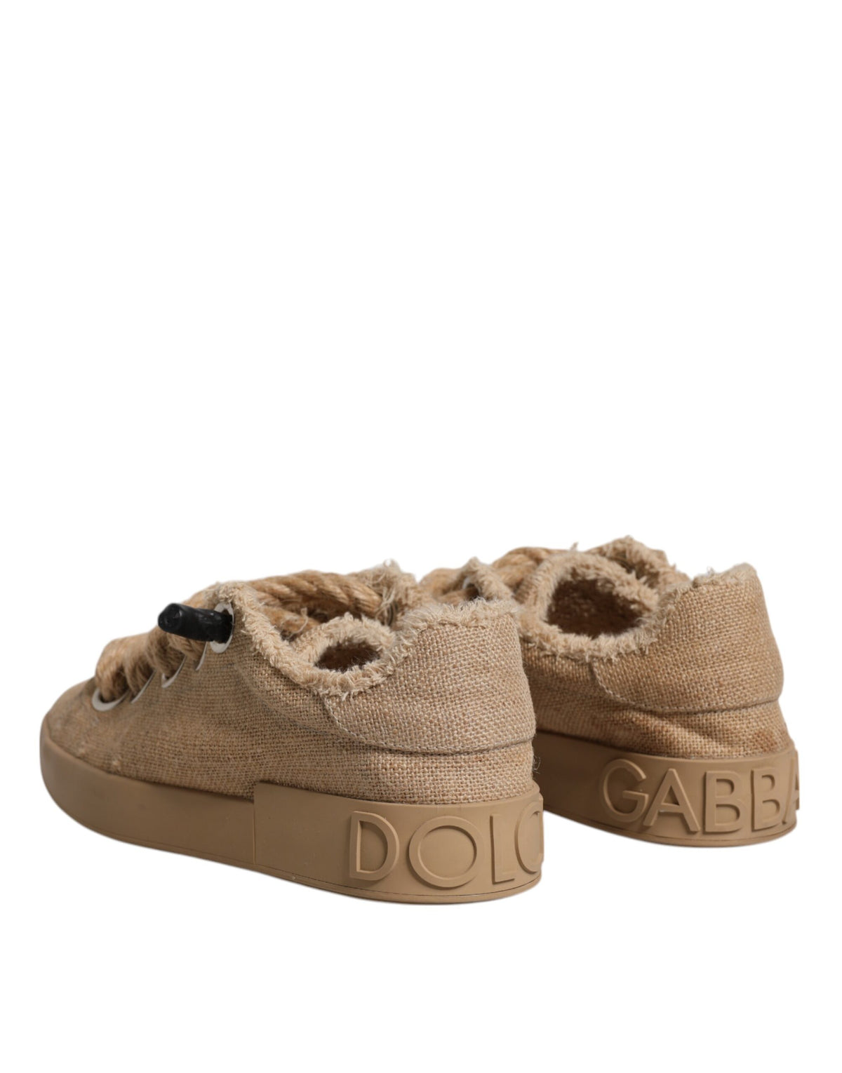 Dolce & Gabbana Brown Jute Fabric Low Top Sneakers - Artisanal Luxury