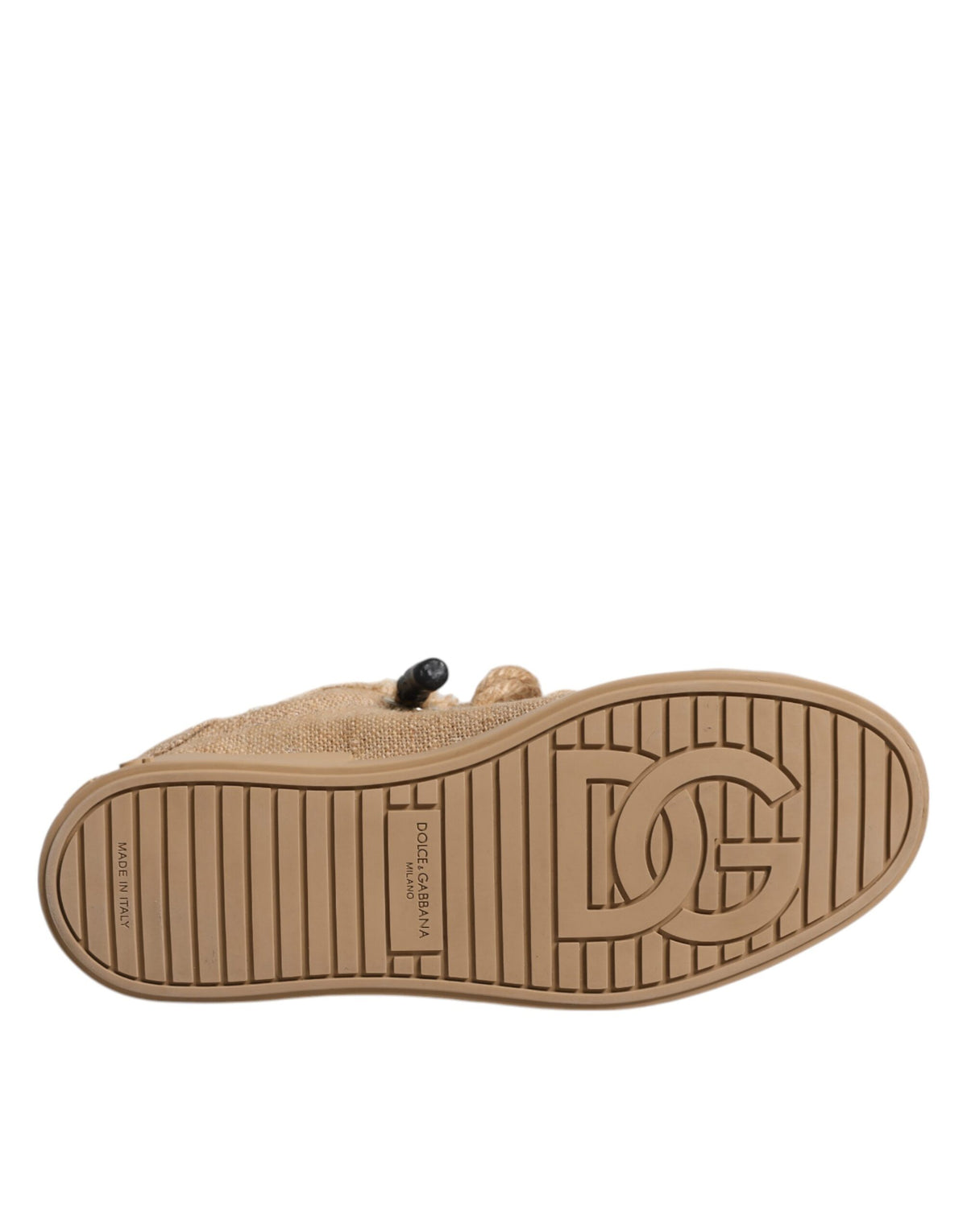 Dolce & Gabbana Brown Jute Low Top Sneakers - Artisanal Luxury