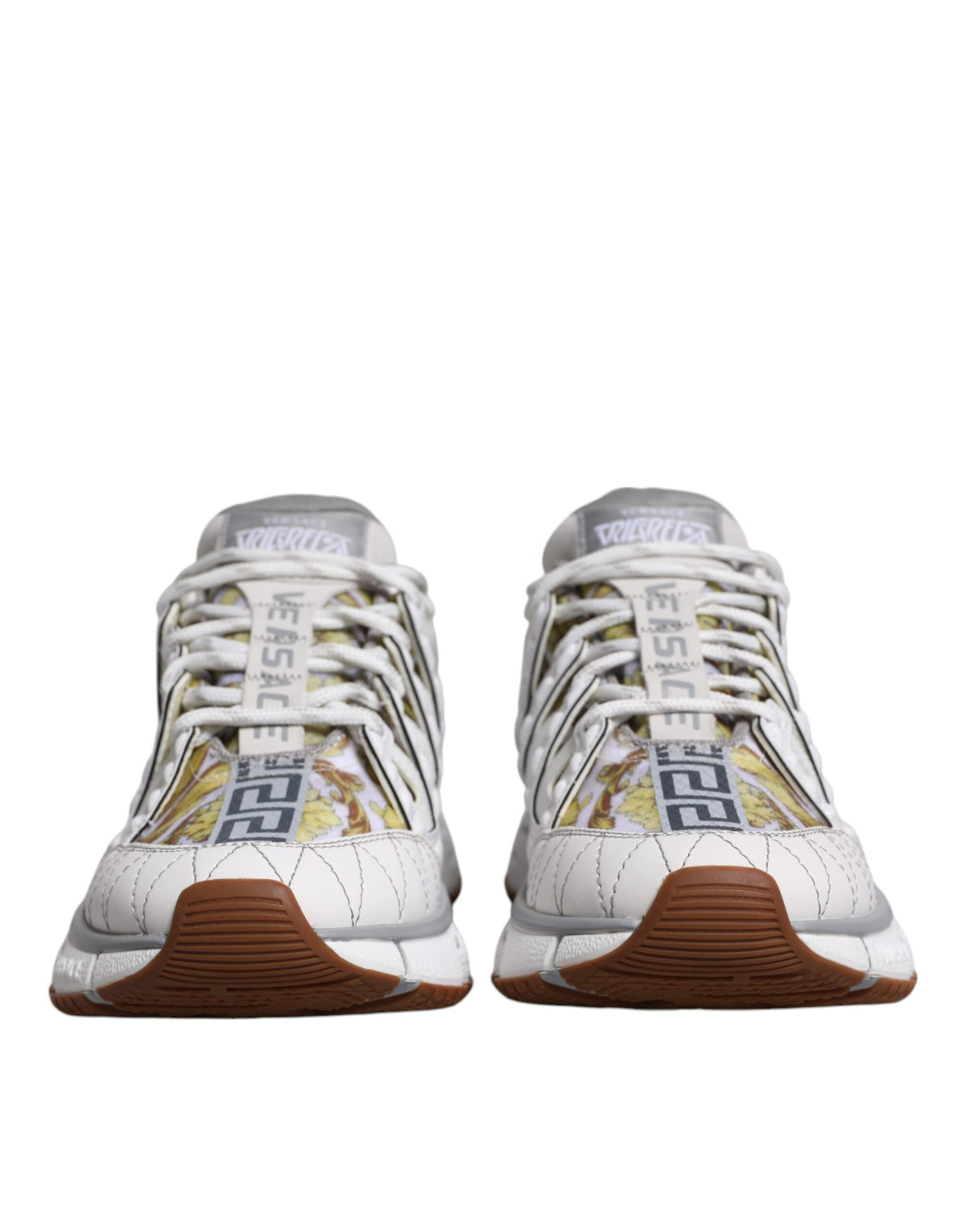 Versace White Trigreca Barocco Print Sneakers - Luxury Footwear
