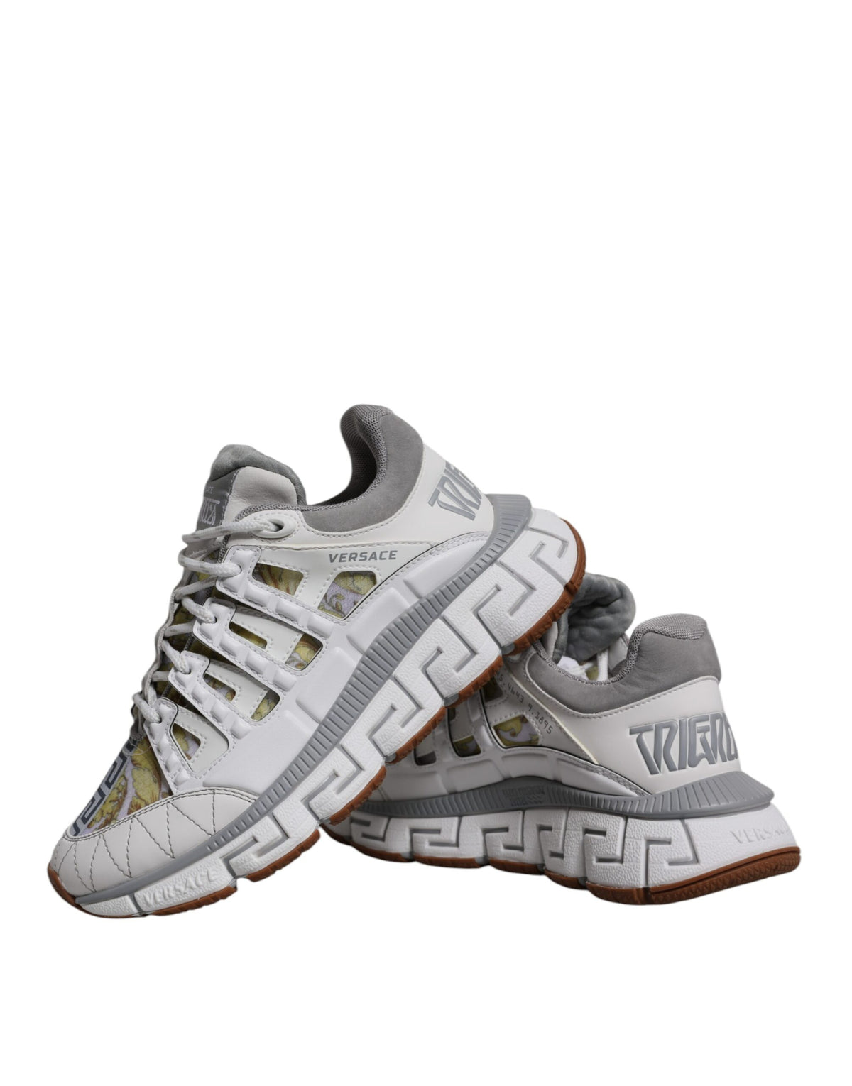 Versace White Trigreca Barocco Print Sneakers - Luxury Redefined