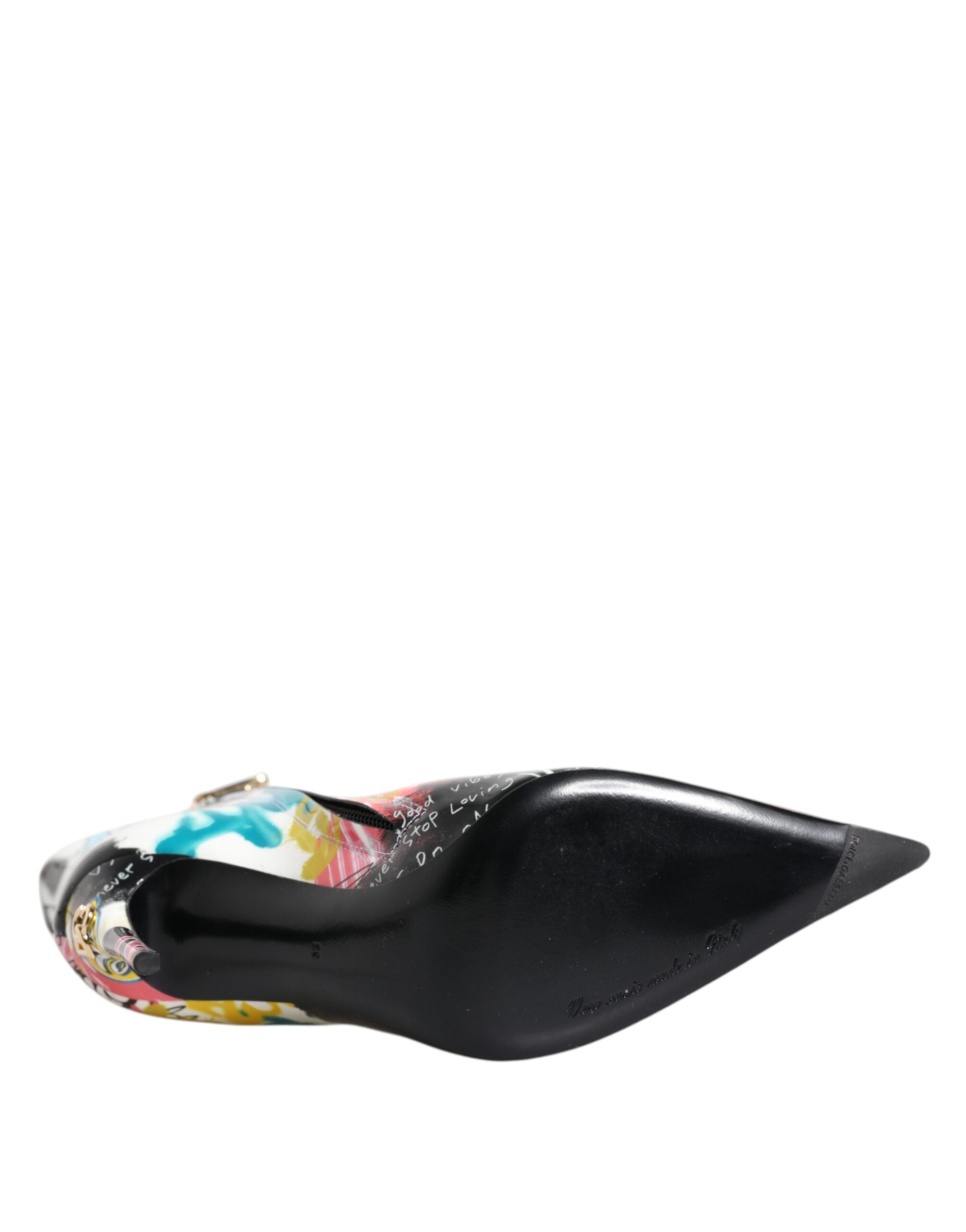 Indulge in the exquisite Dolce & Gabbana Multicolor Graffiti Keira Mid Calf Boots, crafted from sumptuous lamb leather for a bold statement in luxury fashion.