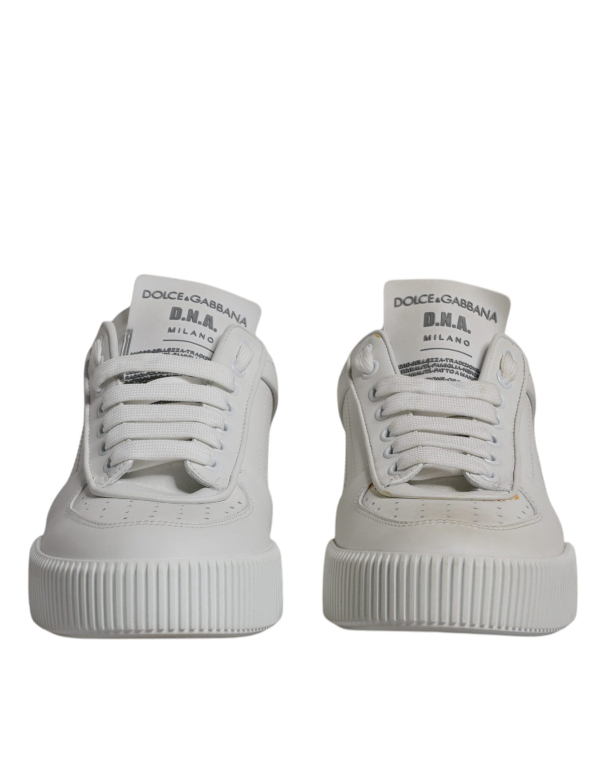 Dolce & Gabbana White Miami Leather Low Top Sneakers - Exquisite Elegance