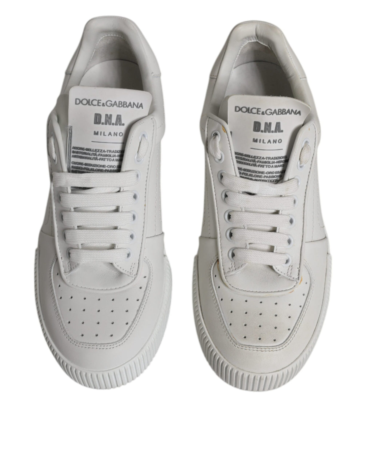 Dolce & Gabbana White Miami Leather Low Top Sneakers - Exquisite Elegance