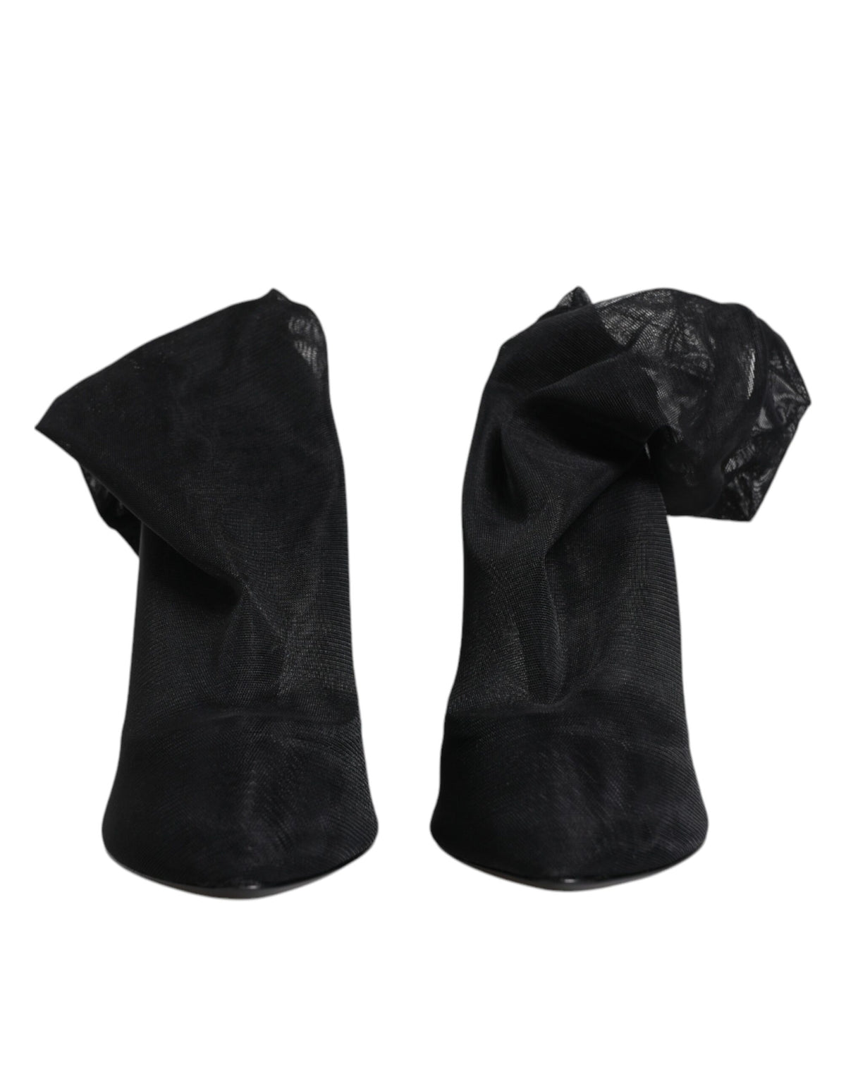 Experience the allure of Dolce & Gabbana's Black Silk Stretch Mesh Sock Boots, a testament to Italian craftsmanship that elevates every ensemble with timeless elegance.