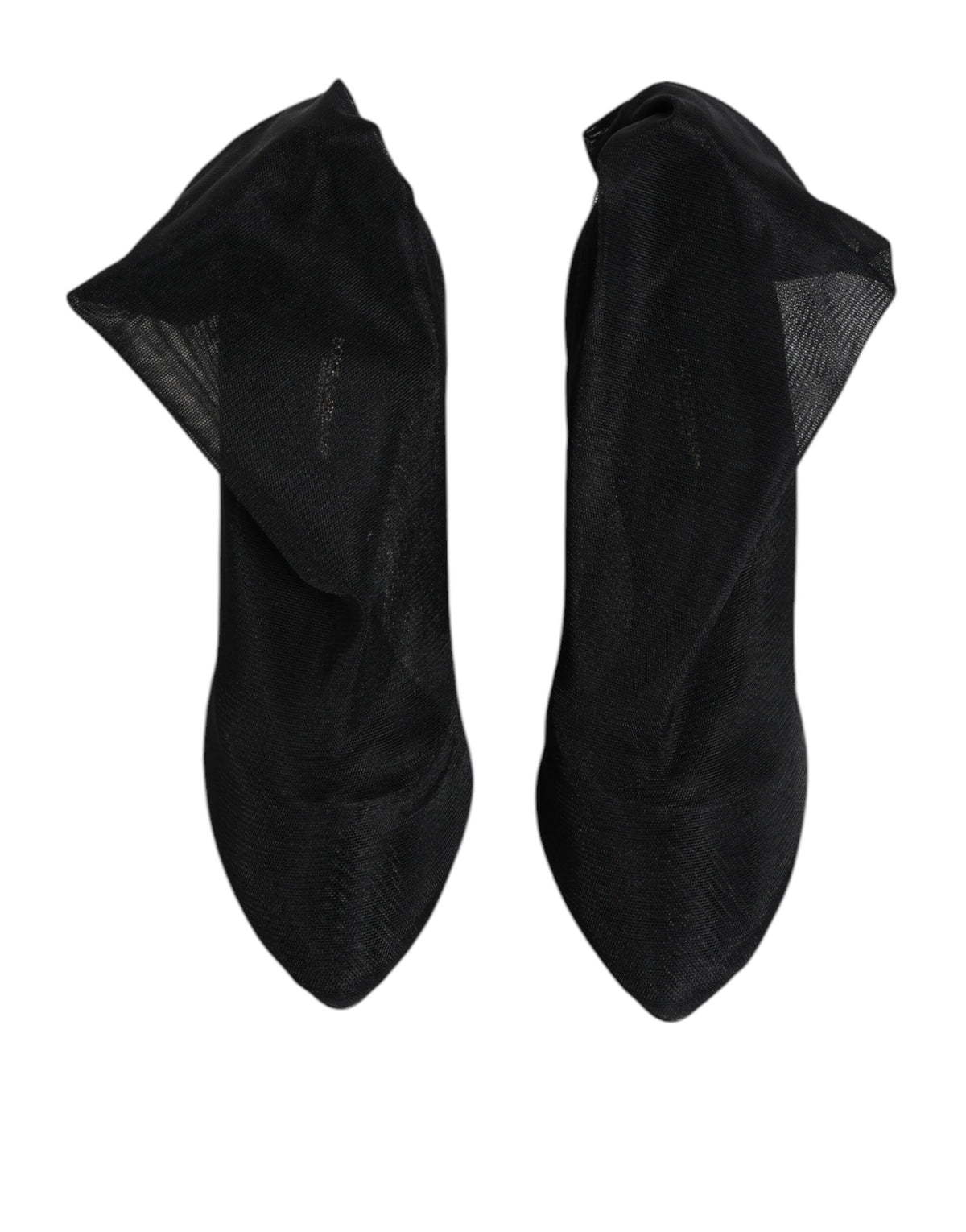 Indulge in the exquisite Dolce & Gabbana Black Silk Stretch Mesh Sock Boots, where luxurious silk and unparalleled craftsmanship elevate your elegance and confidence.