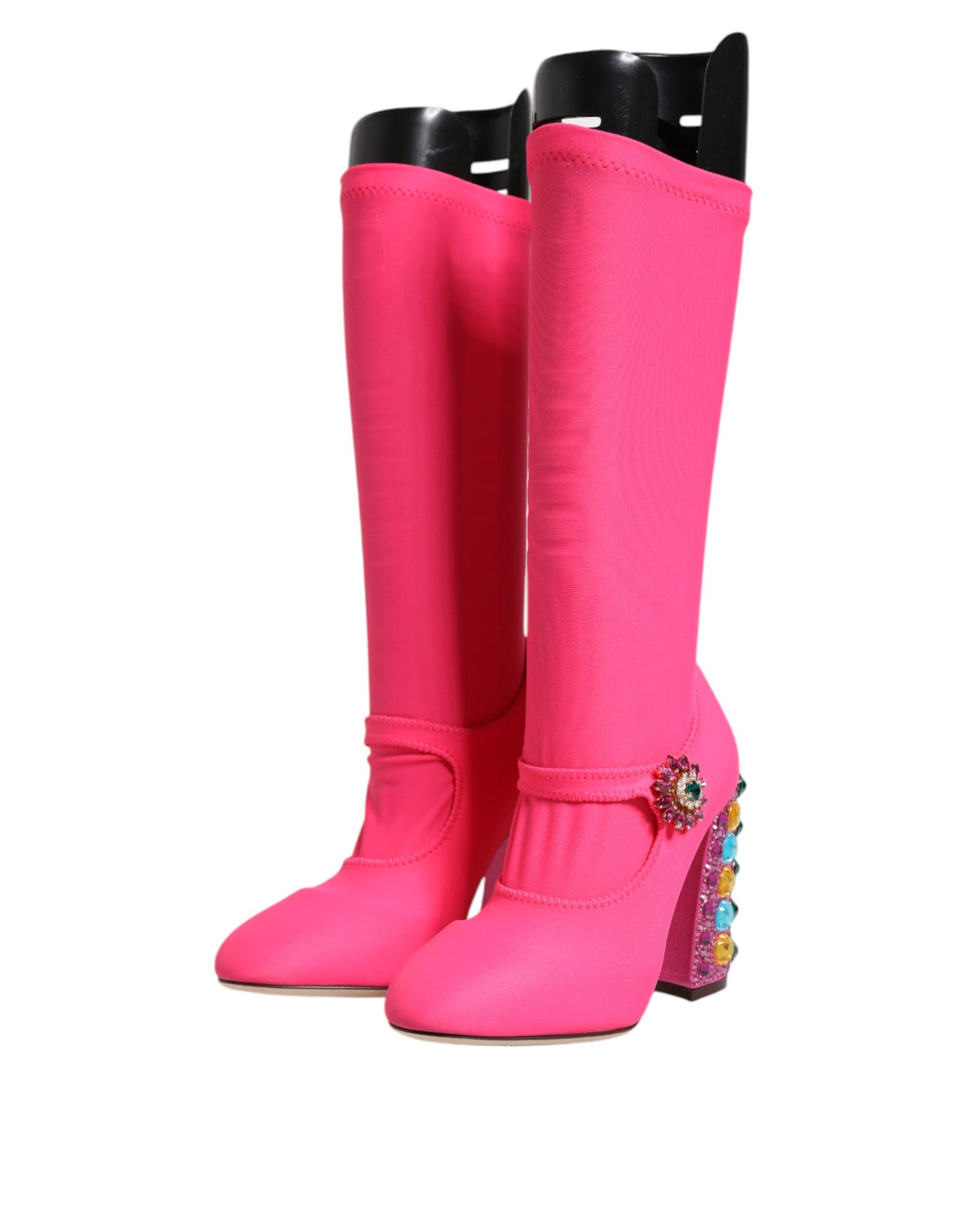 Step into elegance with Dolce & Gabbana Pink Nylon Crystal Vally High Boots, where luxurious materials and exquisite craftsmanship redefine your style.