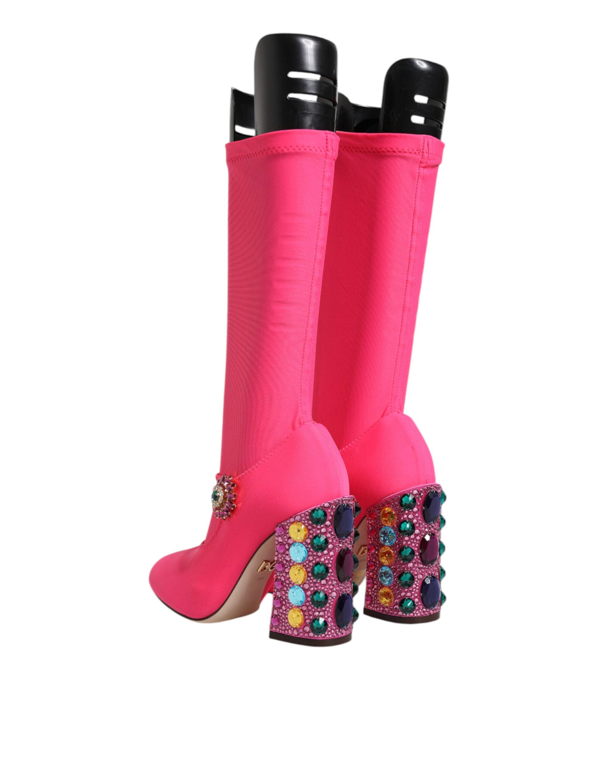 Elevate your style with Dolce & Gabbana Pink Nylon Crystal Vally High Boots, where exquisite craftsmanship meets luxurious materials for the discerning individual.