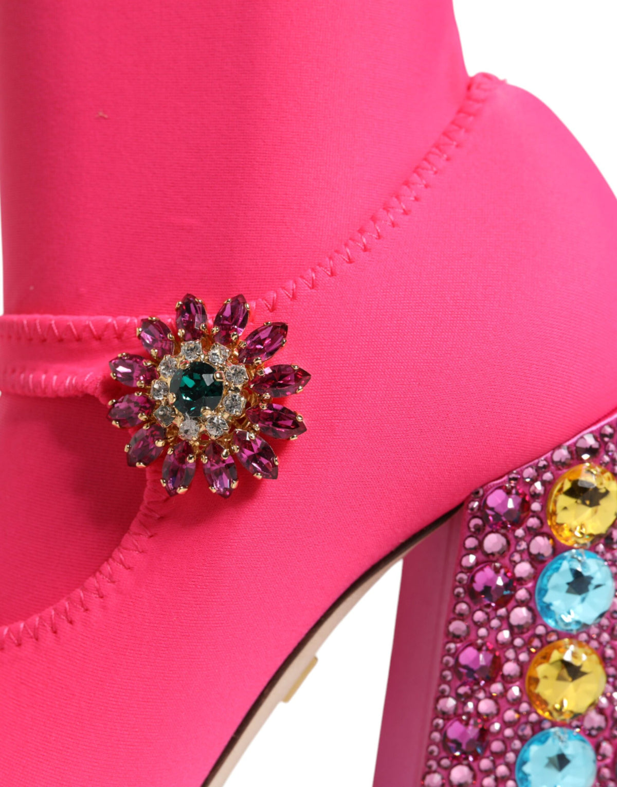 Step into a realm of elegance with Dolce & Gabbana Pink Nylon Crystal Vally High Boots, where artisanal craftsmanship meets luxurious materials for the discerning individual.
