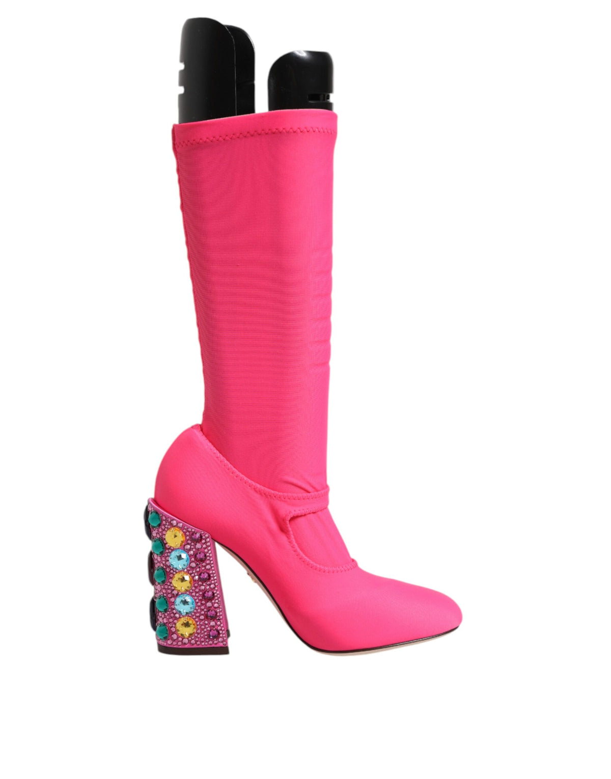 Step into a realm of elegance with Dolce & Gabbana Pink Nylon Crystal Vally High Boots, where artisanal craftsmanship meets luxurious materials for the discerning individual.
