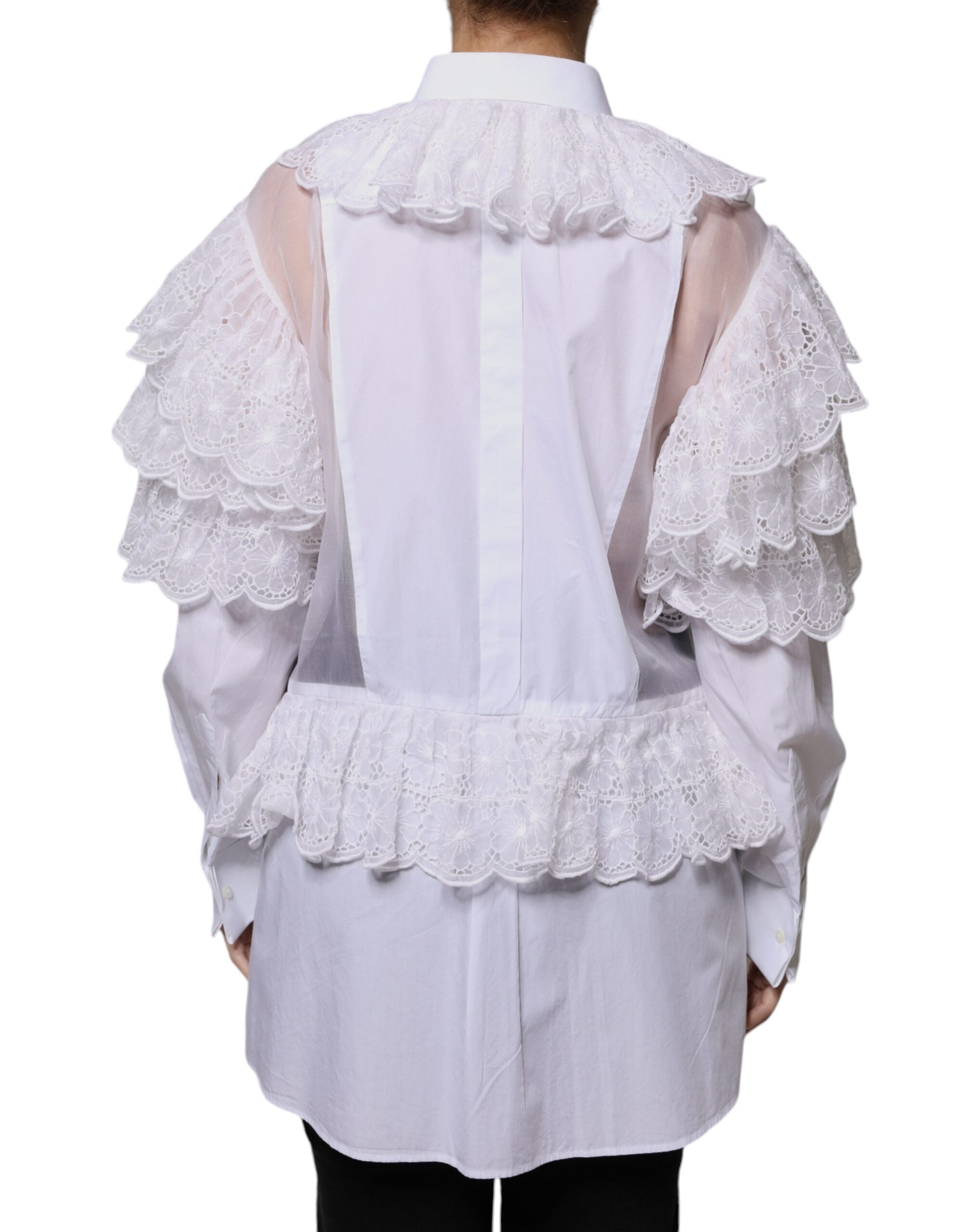 Elevate your wardrobe with the Dolce & Gabbana White Cotton Poplin Shirt Dress Blouse Top, a luxurious blend of cotton and silk, embodying timeless sophistication and Italian craftsmanship.