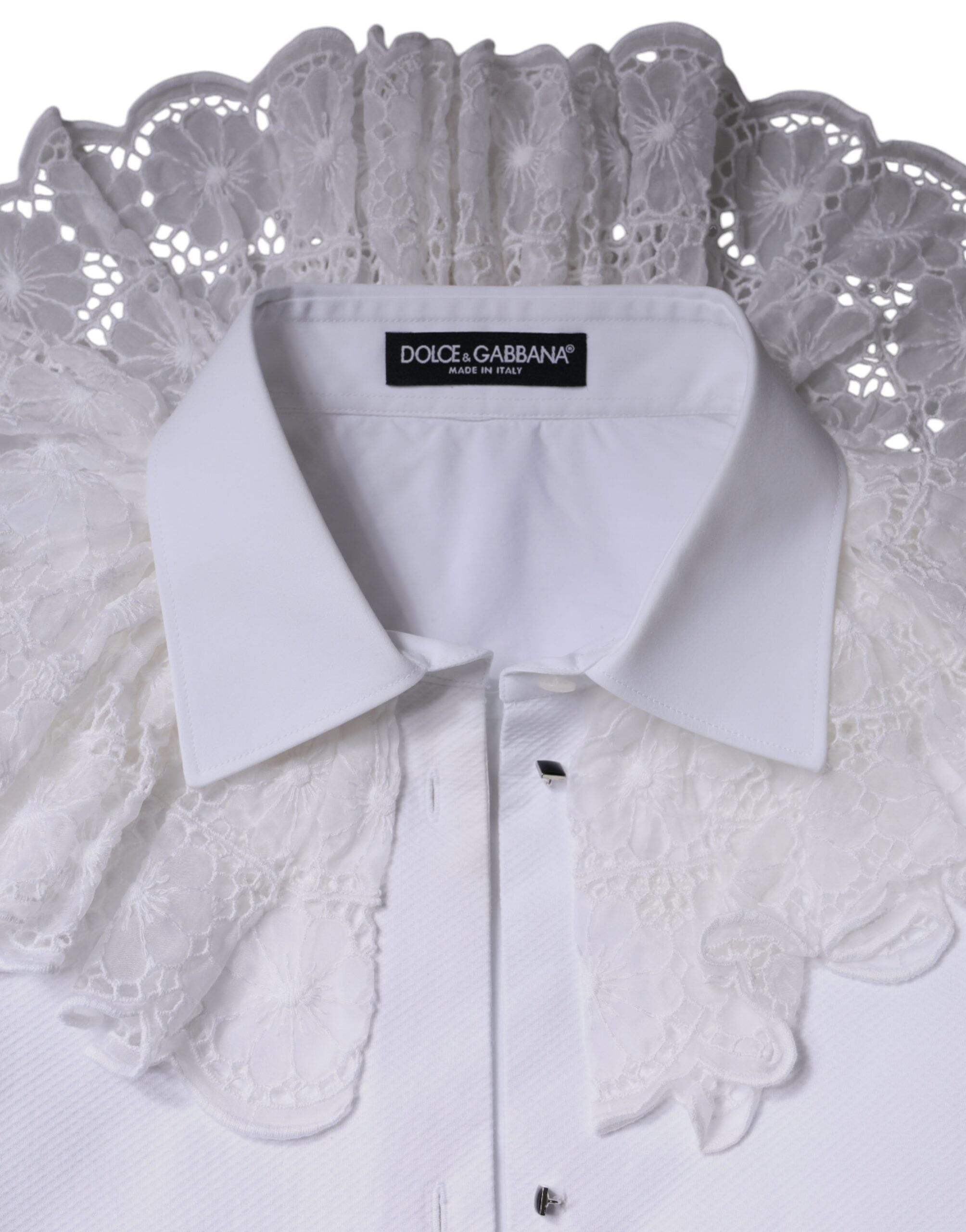 Elevate your wardrobe with the Dolce & Gabbana White Cotton Poplin Shirt Dress Blouse Top, a luxurious blend of cotton and silk, embodying timeless elegance and Italian craftsmanship.