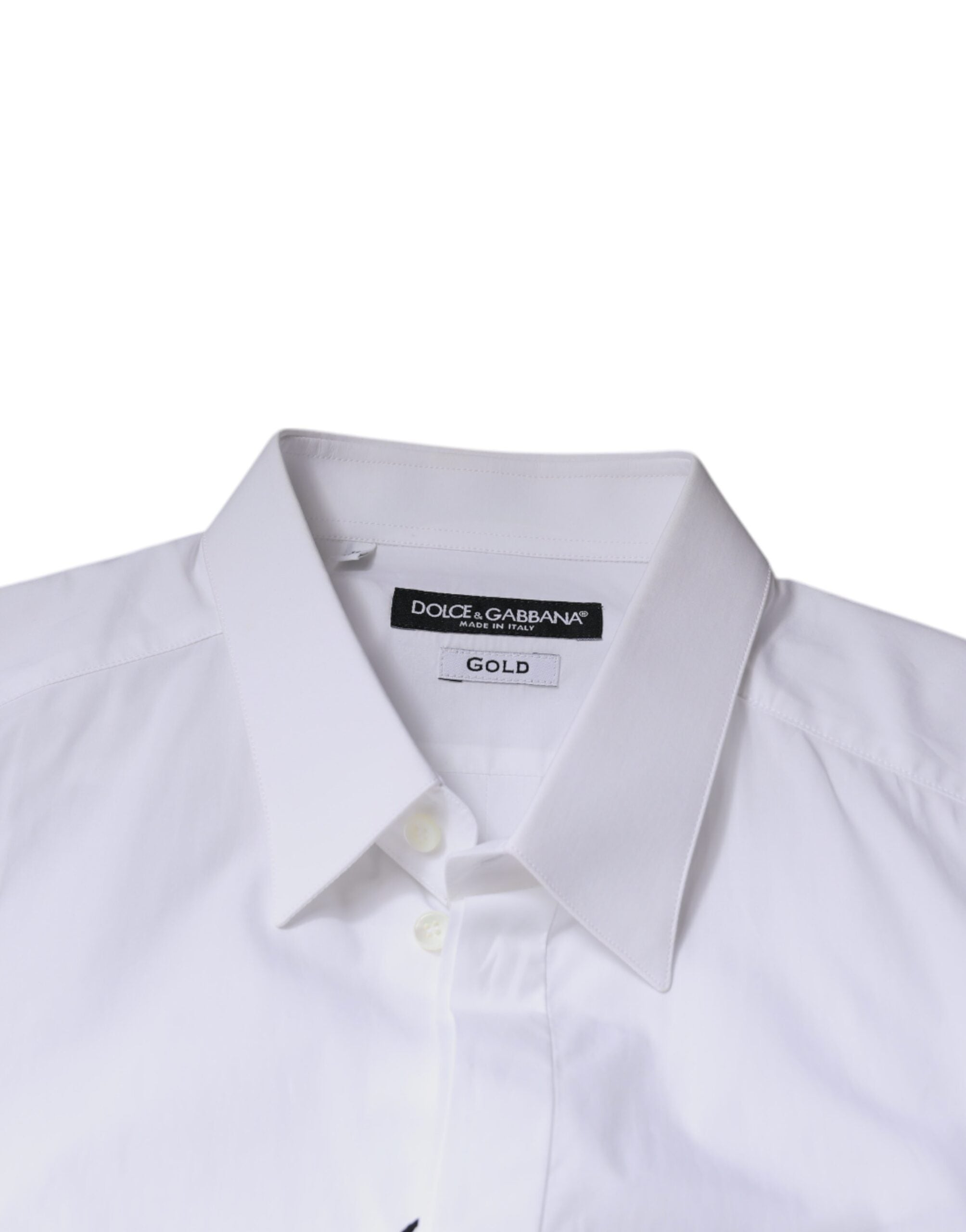Elevate your wardrobe with the Dolce & Gabbana White Cotton Logo Dress Shirt, a masterpiece of Italian craftsmanship that embodies luxury and sophistication.