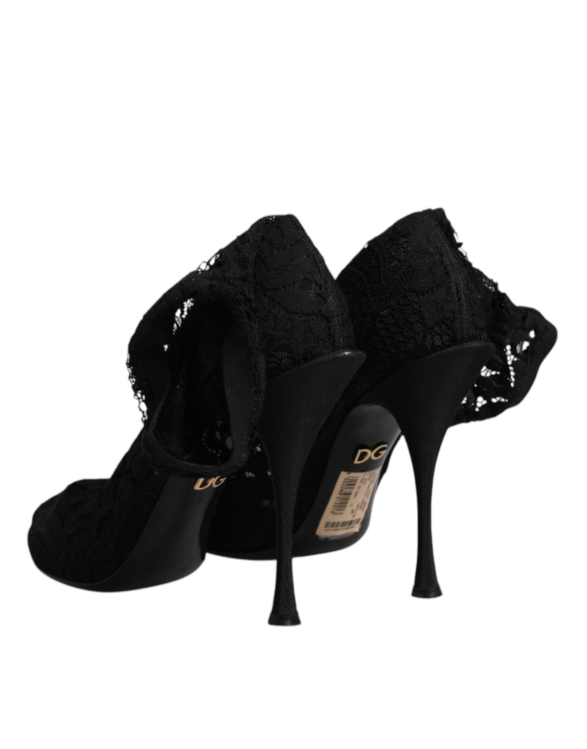 Step into the allure of Dolce & Gabbana's Black Lace Stretch Heels, where exquisite craftsmanship meets timeless elegance, perfect for the confident connoisseur.
