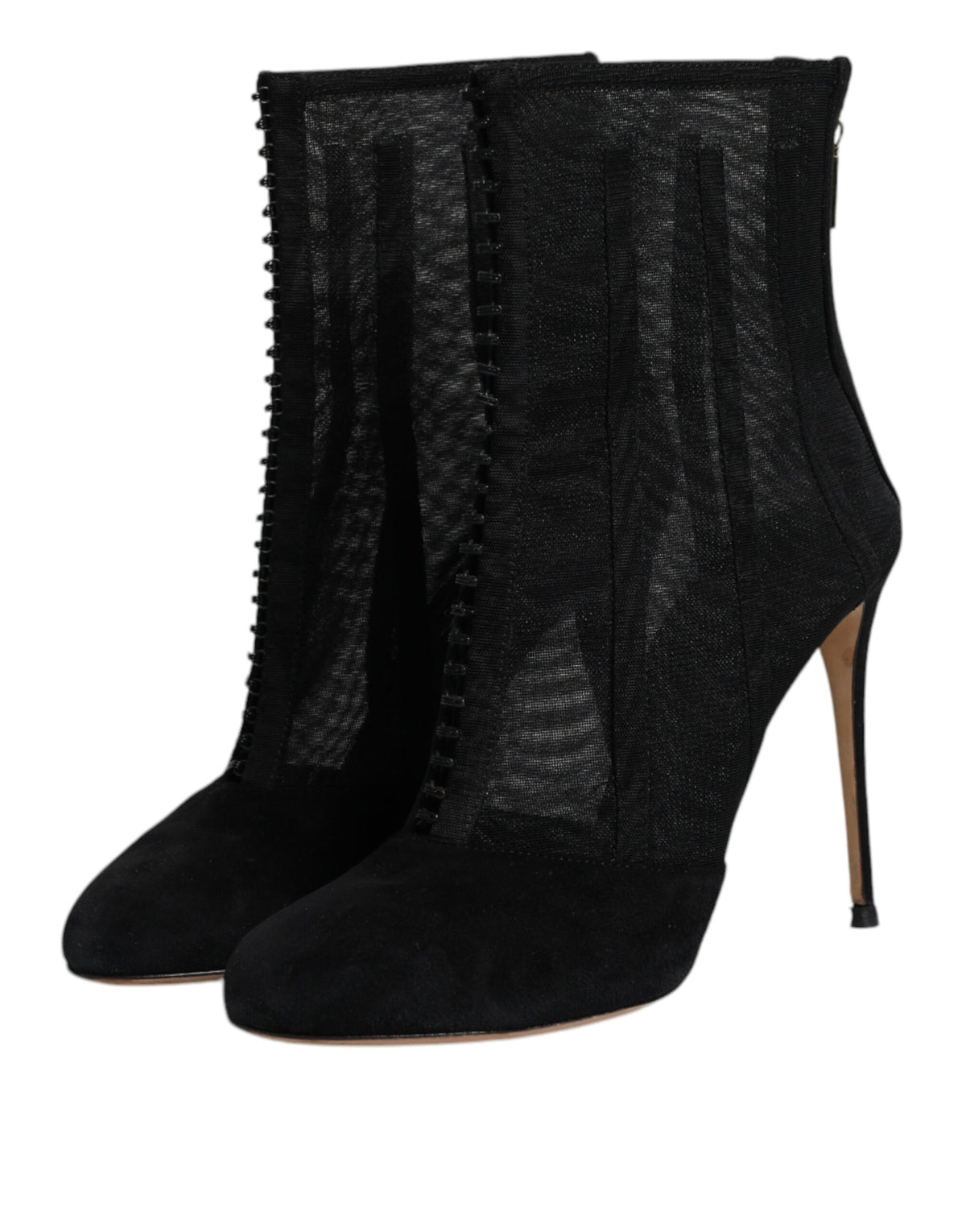 Step into unparalleled elegance with Dolce & Gabbana's Black Mesh Stiletto Heels Ankle Boots, where exquisite Italian craftsmanship meets luxurious allure for the discerning individual.