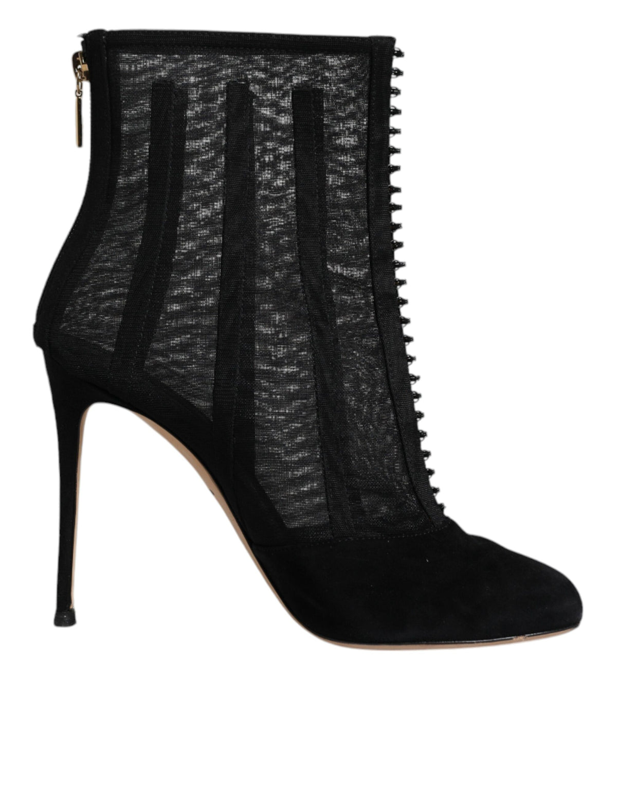 Step into a realm of sophistication with Dolce & Gabbana's Black Mesh Stiletto Heels, where exquisite Italian craftsmanship meets timeless elegance for the discerning individual.