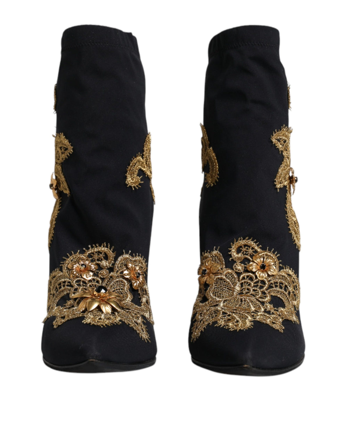 Indulge in the exquisite Dolce & Gabbana Black Gold Embroidery Slip On Boots, where Italian craftsmanship meets luxurious comfort, perfect for the discerning fashion connoisseur.