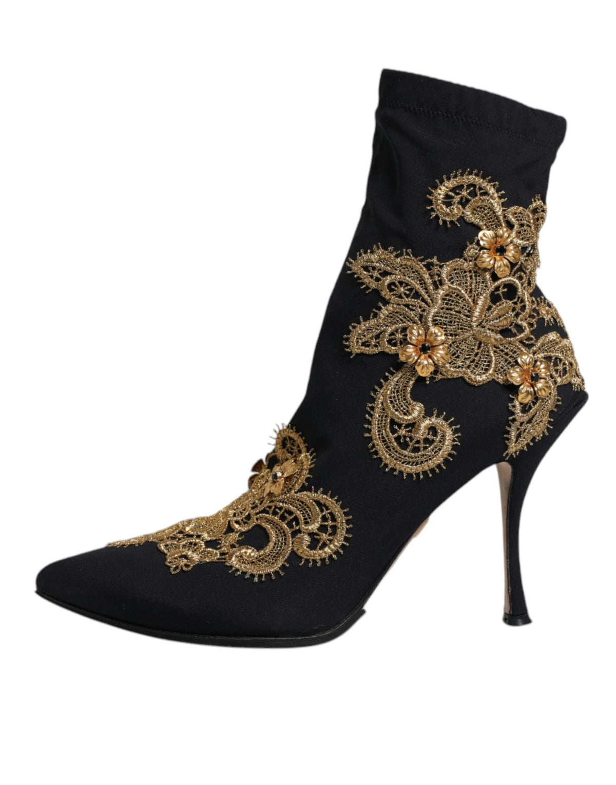 Indulge in the exquisite allure of Dolce & Gabbana Black Gold Embroidery Slip On Boots, where Italian craftsmanship meets luxurious comfort for timeless elegance.