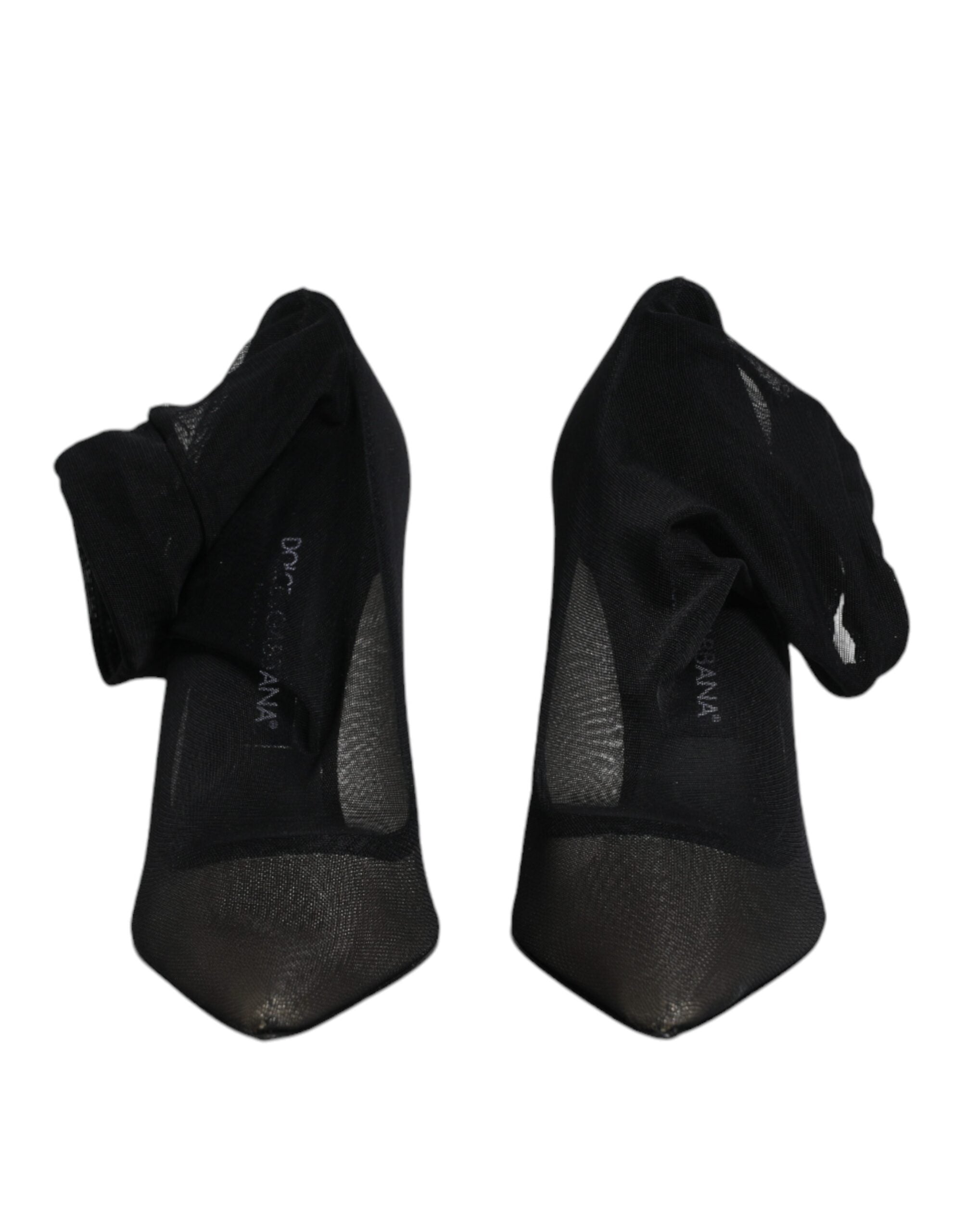 Indulge in the exquisite allure of Dolce & Gabbana's Black Viscose Mesh Sock Style Boots, where luxurious silk and viscose unite for unparalleled elegance and comfort.