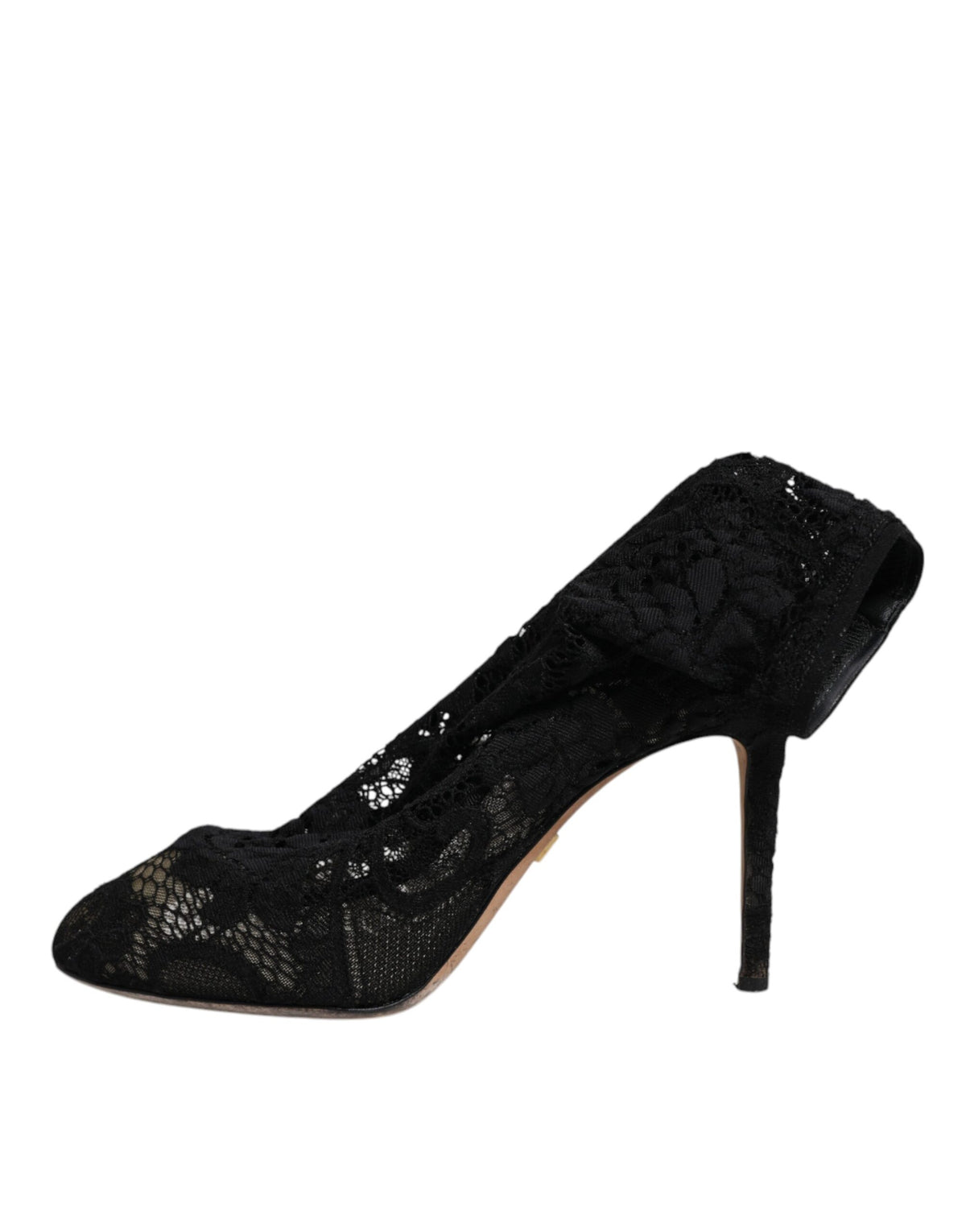 Step into sophistication with Dolce & Gabbana's Black Lace Stretch Heels, where exquisite craftsmanship meets sensual allure, perfect for the discerning fashion connoisseur.
