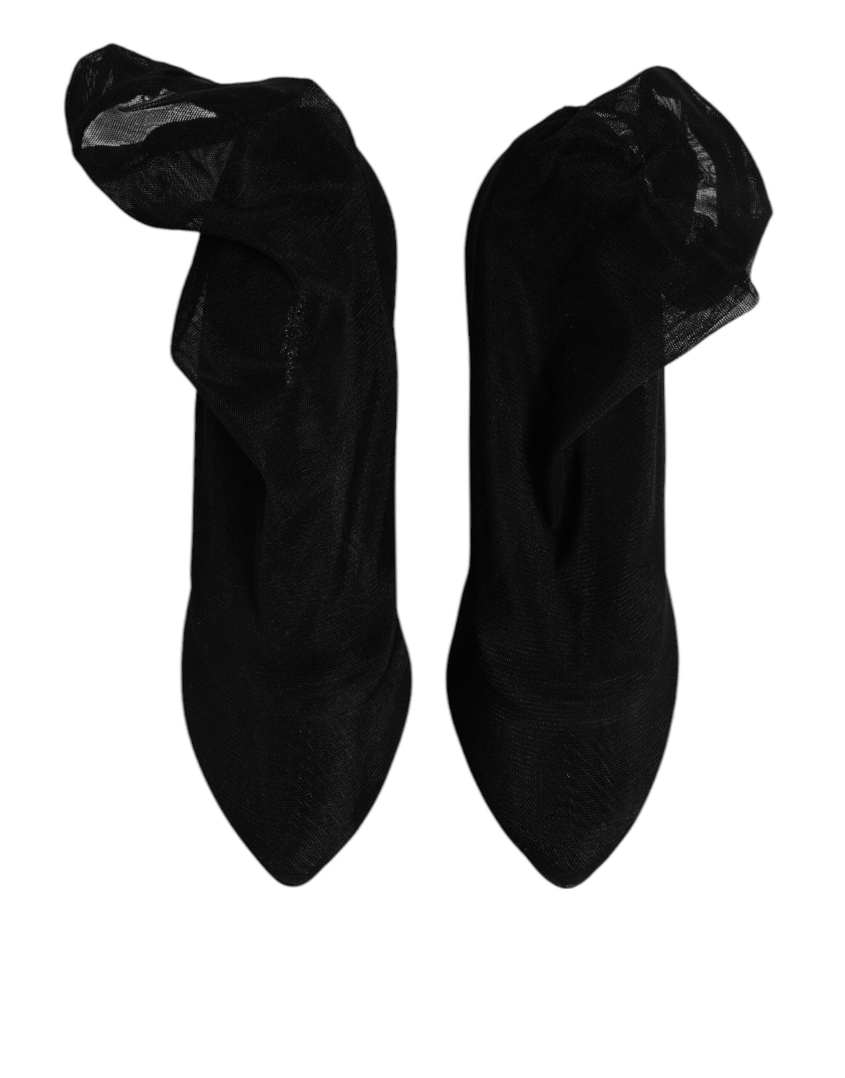 Indulge in the exquisite allure of Dolce & Gabbana's Black Silk Mesh Sock Style Boots, where luxurious silk meets Italian craftsmanship for a timeless statement of elegance.