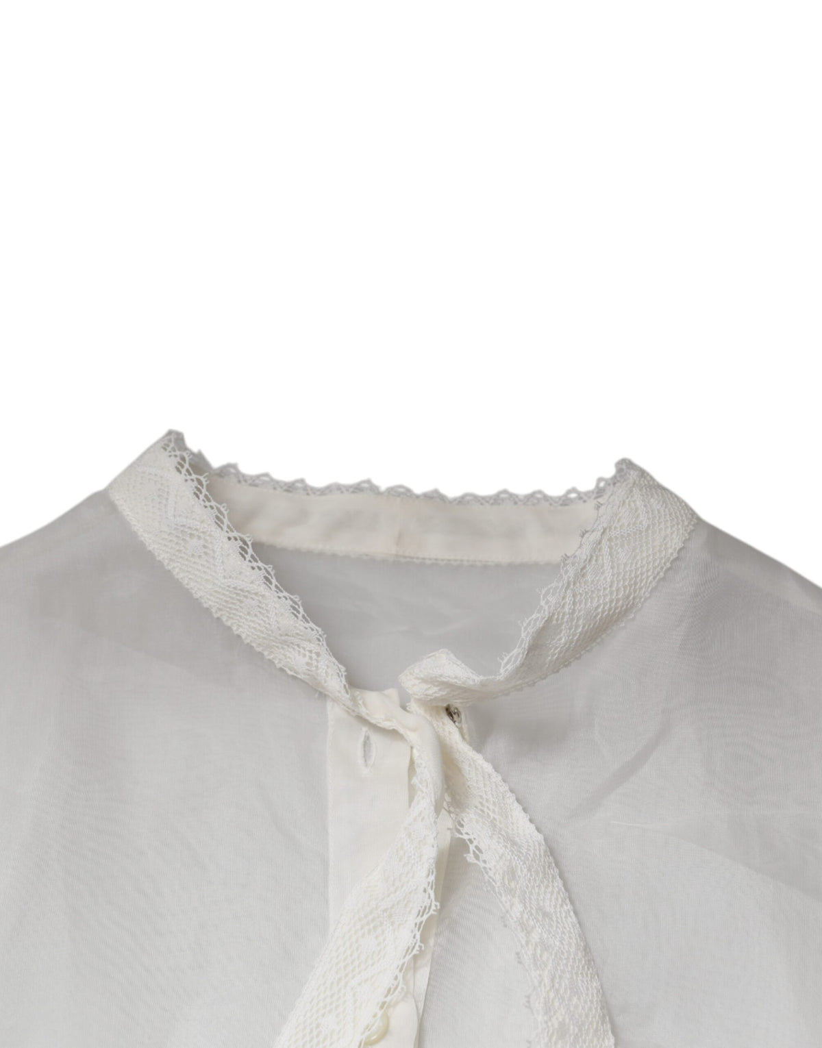 Indulge in the exquisite Dolce & Gabbana White Ascot Collar Long Sleeves Blouse, a silk and cotton masterpiece that embodies timeless elegance and luxurious sophistication.