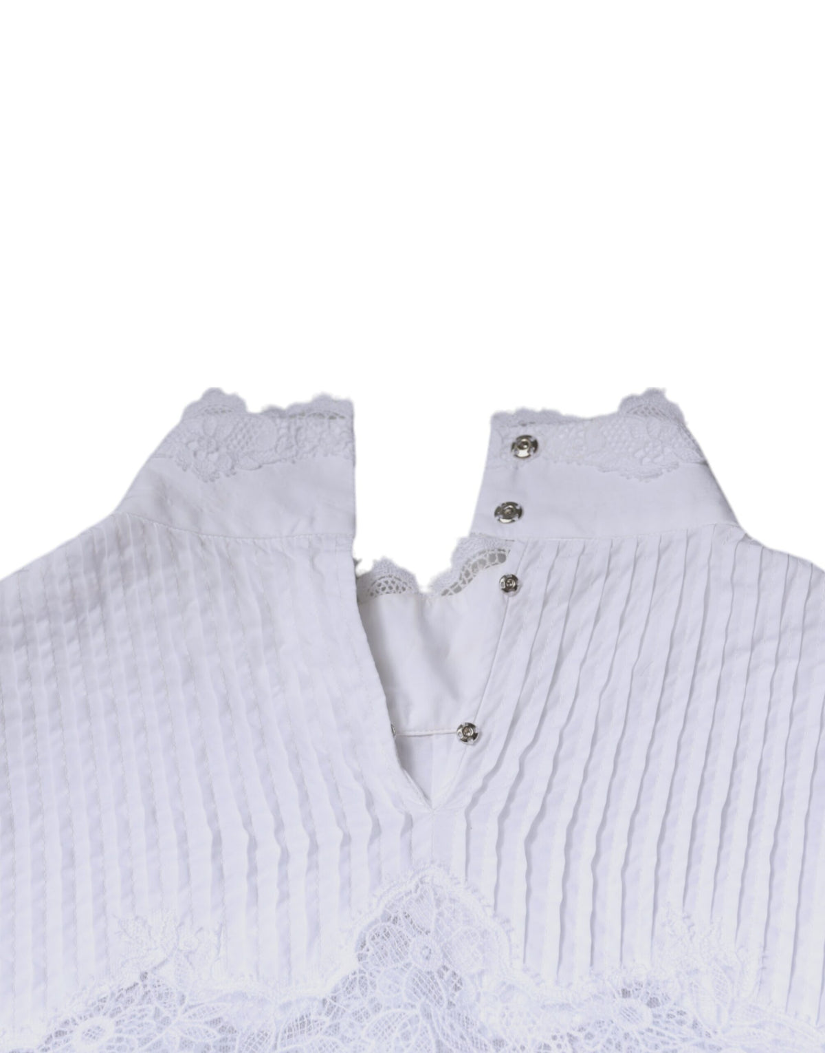 Elevate your wardrobe with the Dolce & Gabbana White Cotton Lace Trim Turtleneck Blouse, a masterpiece of Italian craftsmanship that embodies timeless elegance and allure.