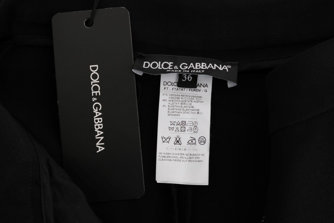 Dolce & Gabbana Black Stretch Pink Stripes Capri Pants - Exquisite Luxury