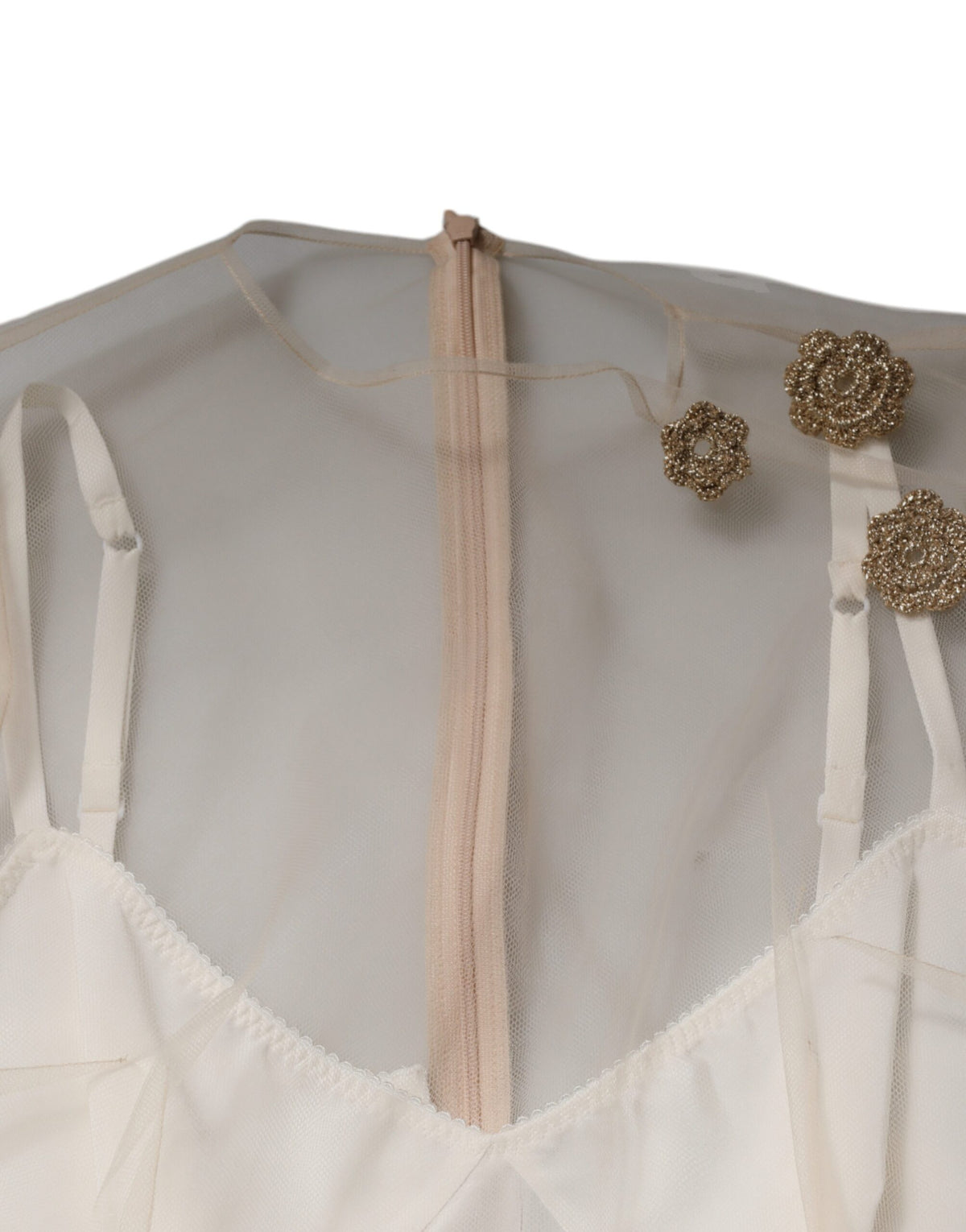 Elevate your elegance with the Dolce & Gabbana White Sheer Tulle Bustier Bodycon Midi Dress, a luxurious blend of craftsmanship and allure, perfect for unforgettable moments.
