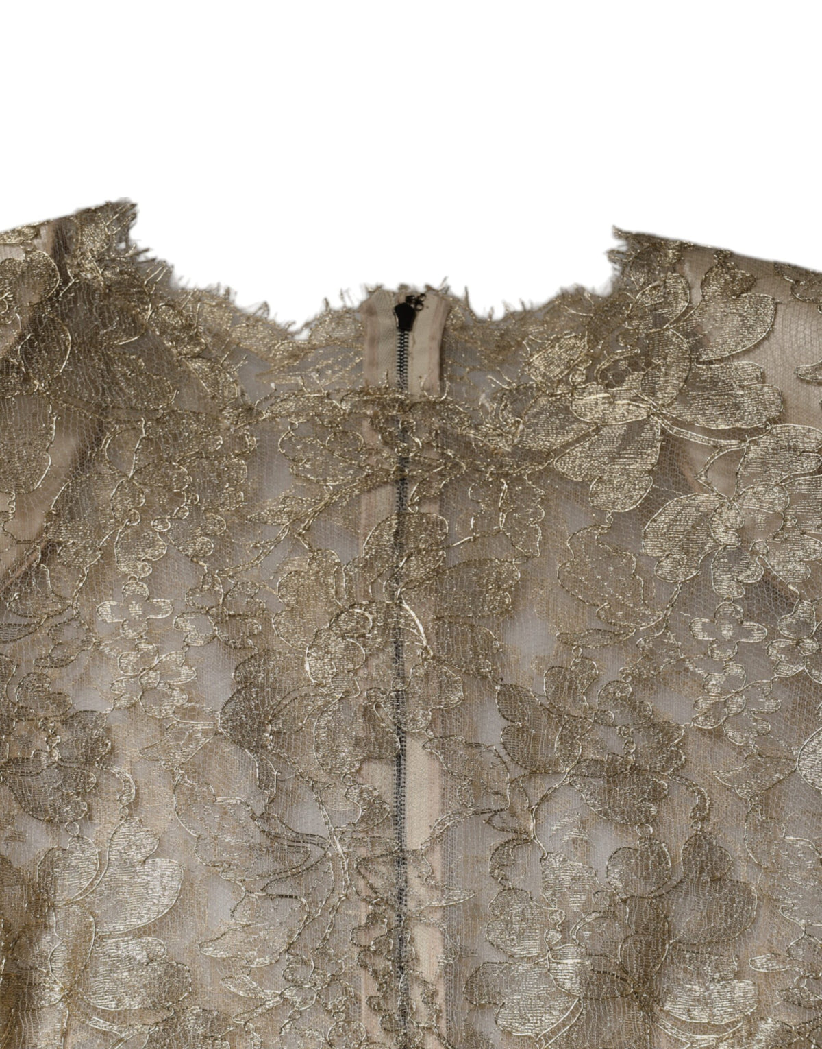 Indulge in the exquisite Dolce & Gabbana Gold Floral Lace A-line Sheath Mini Dress, a masterpiece of Italian craftsmanship that embodies timeless elegance and sophistication.