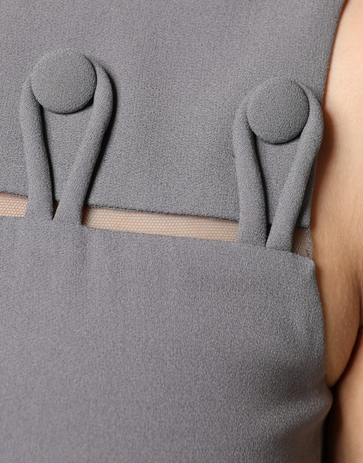 Elevate your wardrobe with the Emporio Armani Gray Round Neck Sleeveless A-line Mini Dress, a luxurious blend of 70% acetate and 30% viscose, crafted in Italy for timeless elegance.