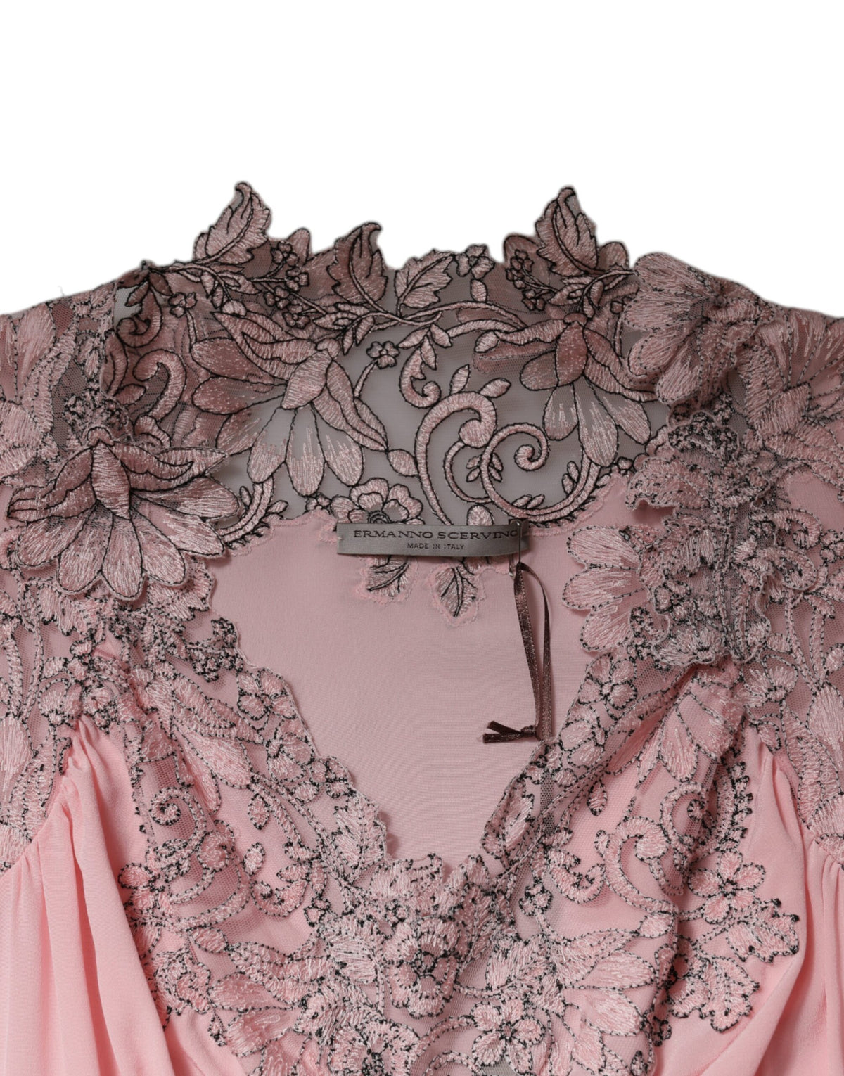Indulge in the exquisite Ermanno Scervino Pink Floral Lace Midi Dress, a luxurious silk masterpiece that embodies elegance and sophistication for every occasion.